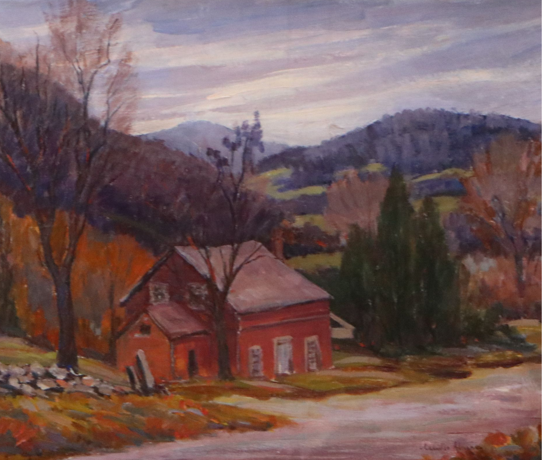 Camillo Adriani Fall Landscape Oil Painting, Late 20th Century