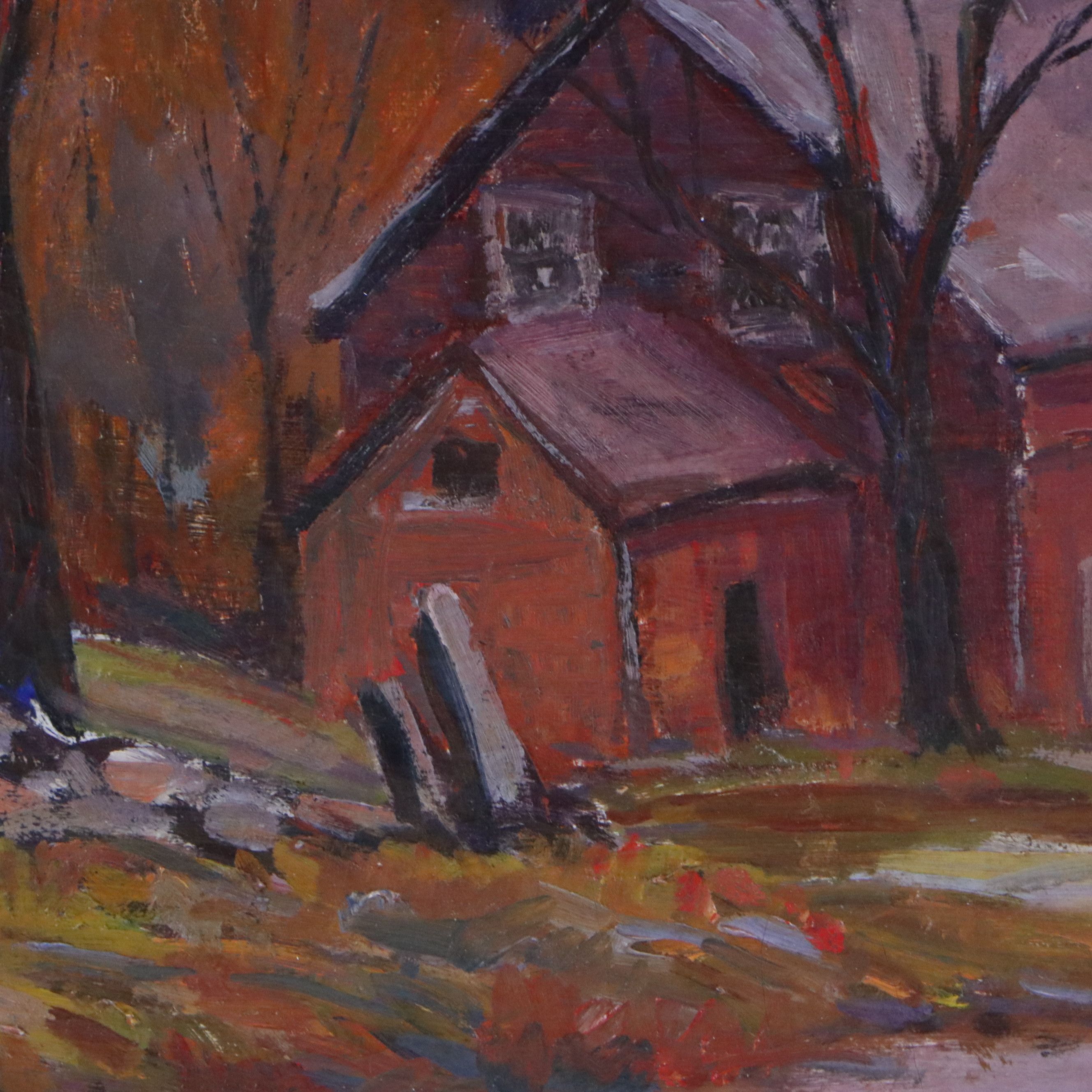 Camillo Adriani Fall Landscape Oil Painting, Late 20th Century