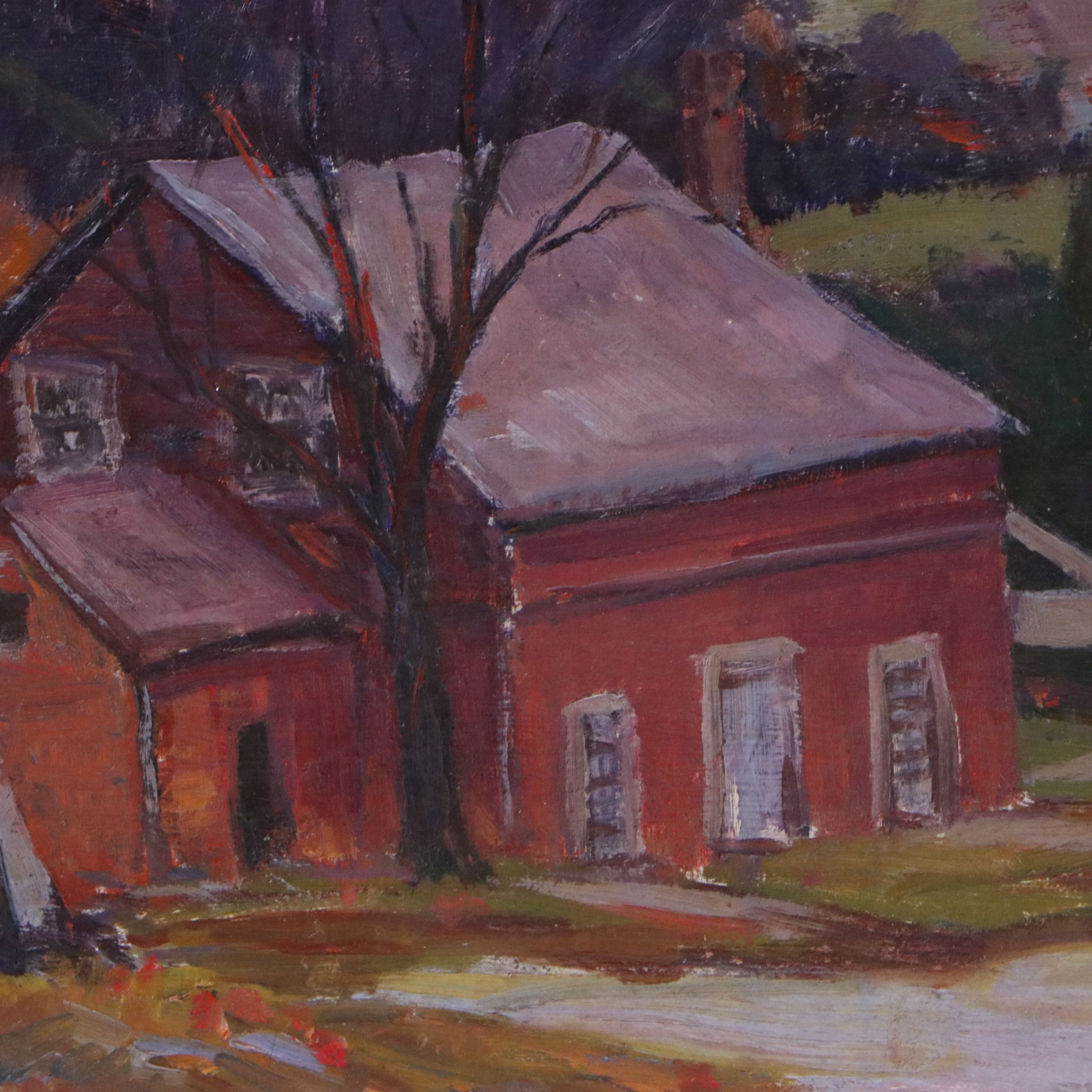 Camillo Adriani Fall Landscape Oil Painting, Late 20th Century