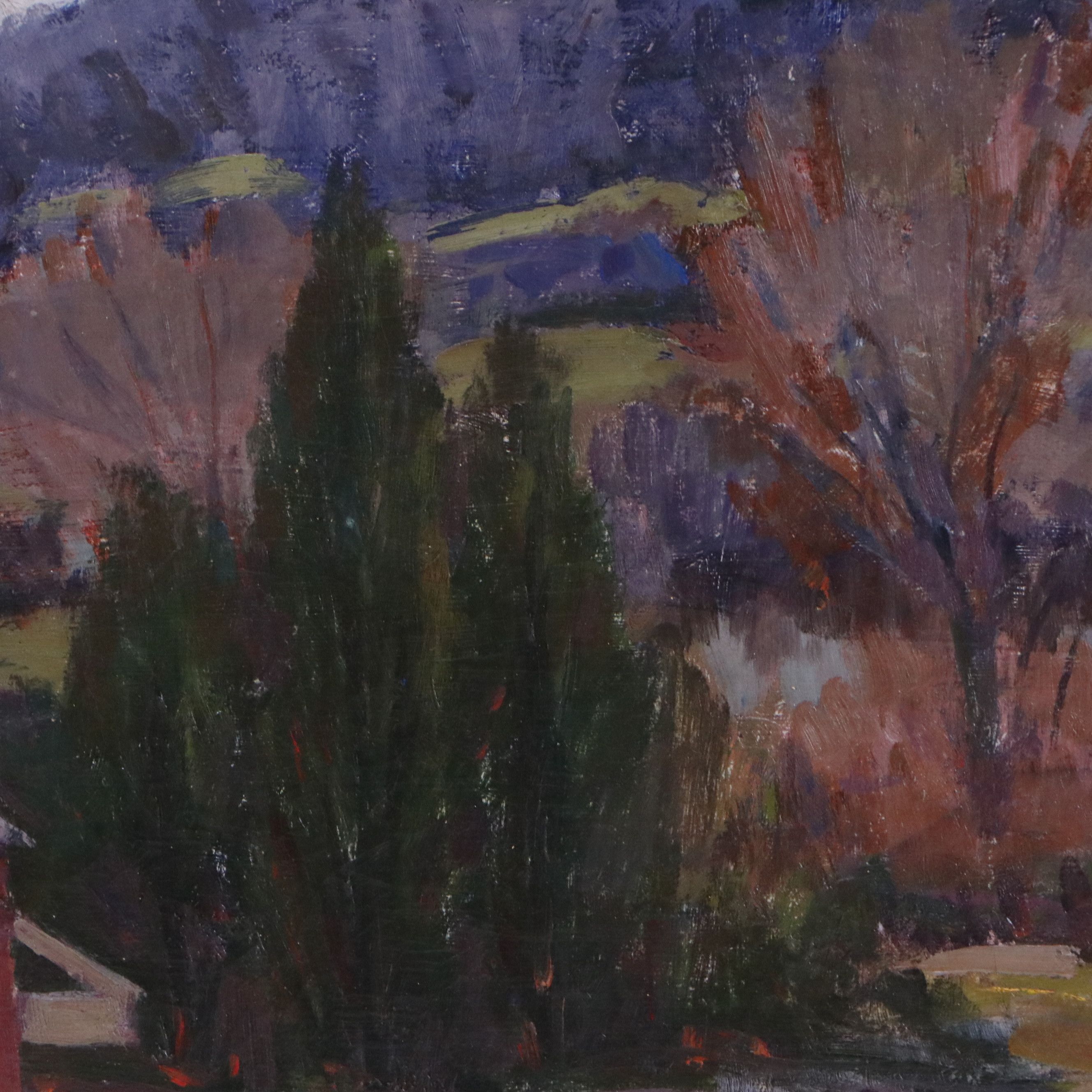 Camillo Adriani Fall Landscape Oil Painting, Late 20th Century