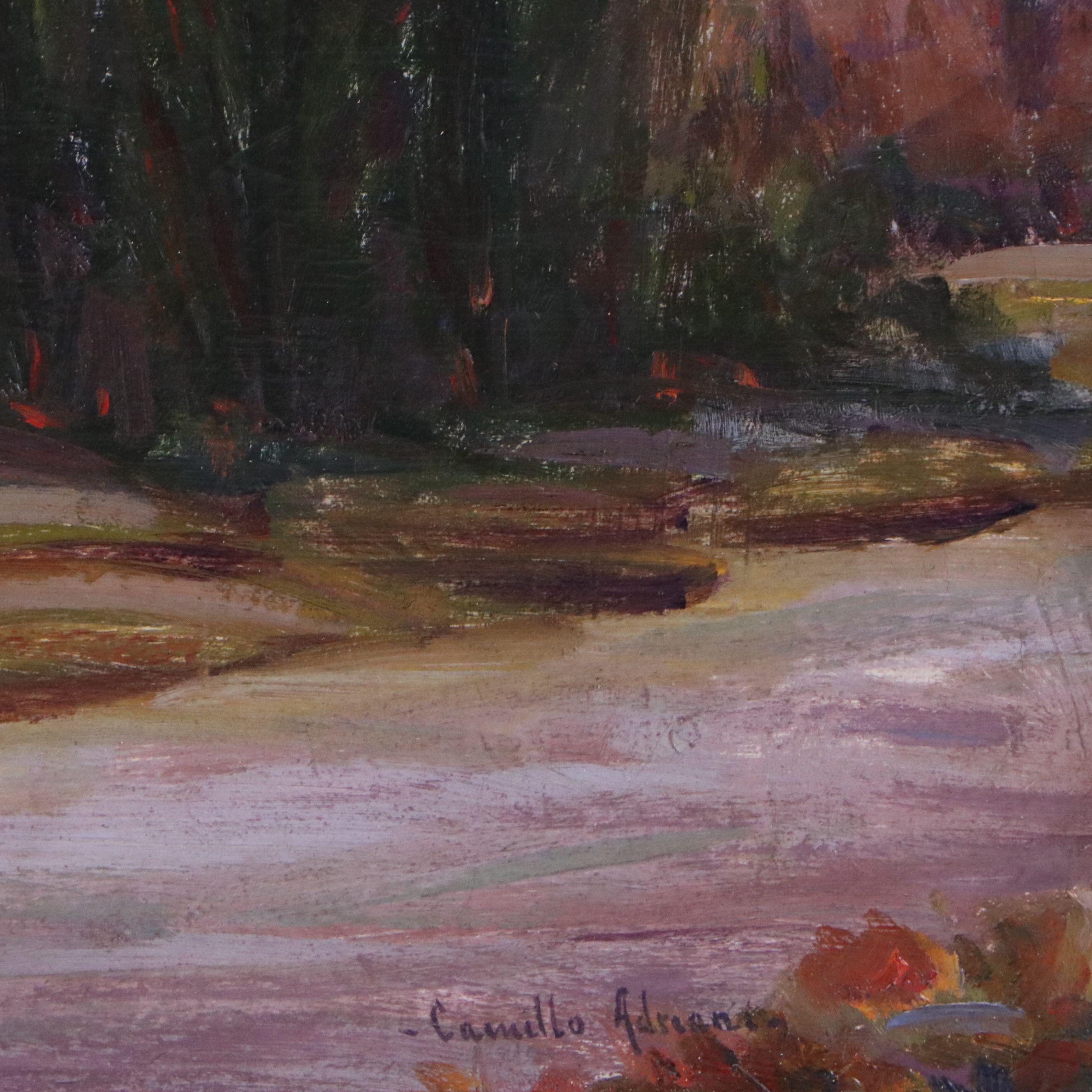Camillo Adriani Fall Landscape Oil Painting, Late 20th Century
