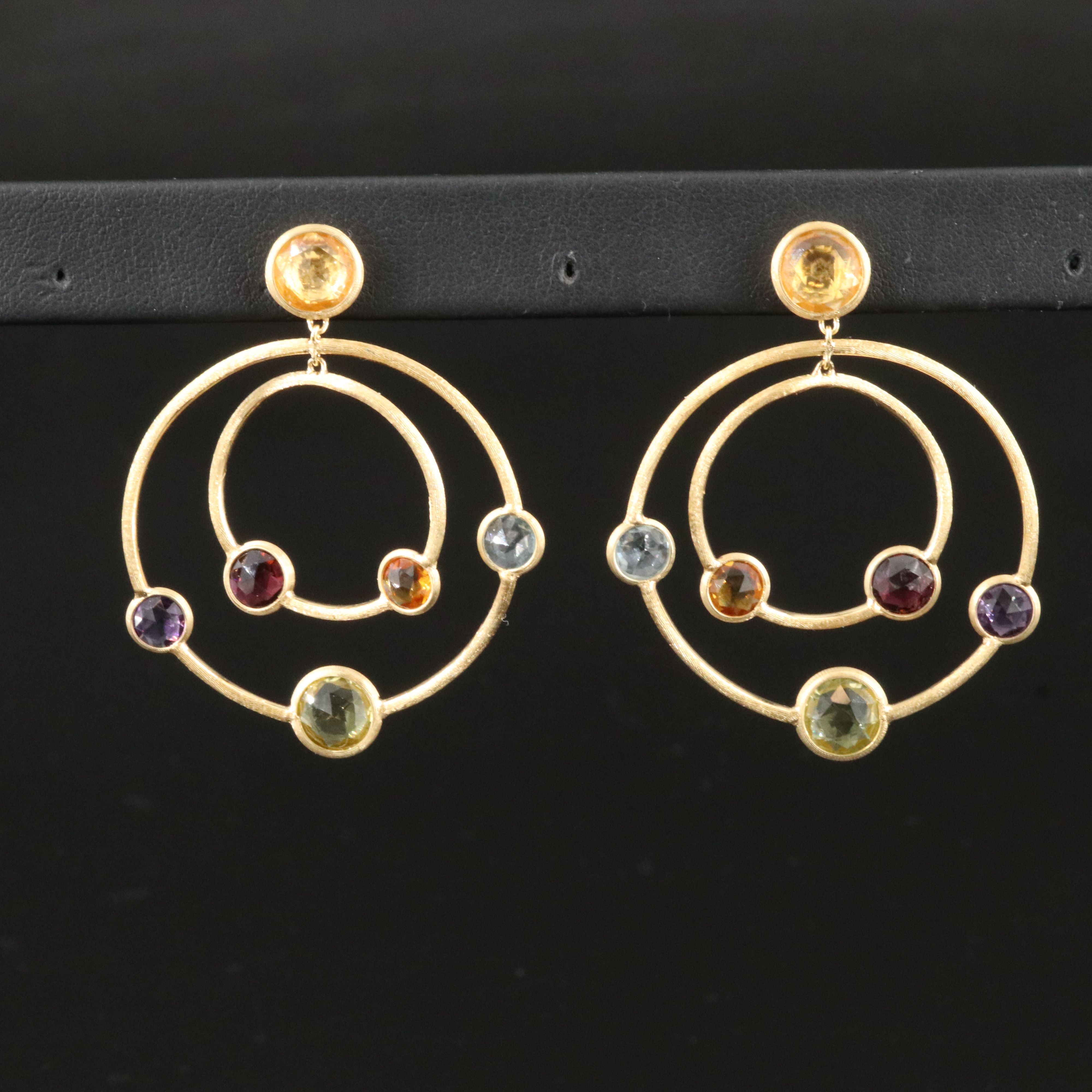Marco Bicego Jaipur Color 18K Multi Gemstone Double Hoop Earrings