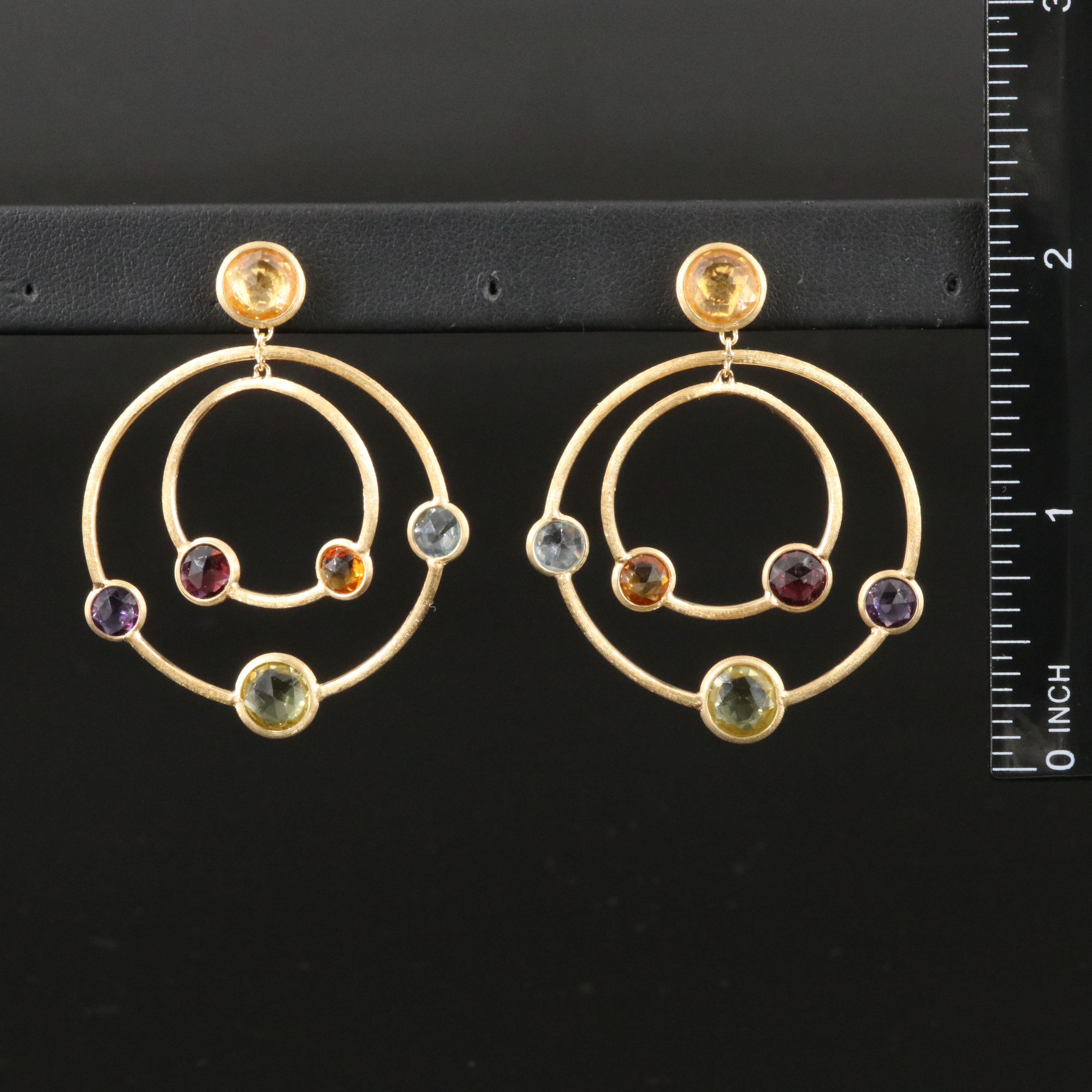 Marco Bicego Jaipur Color 18K Multi Gemstone Double Hoop Earrings