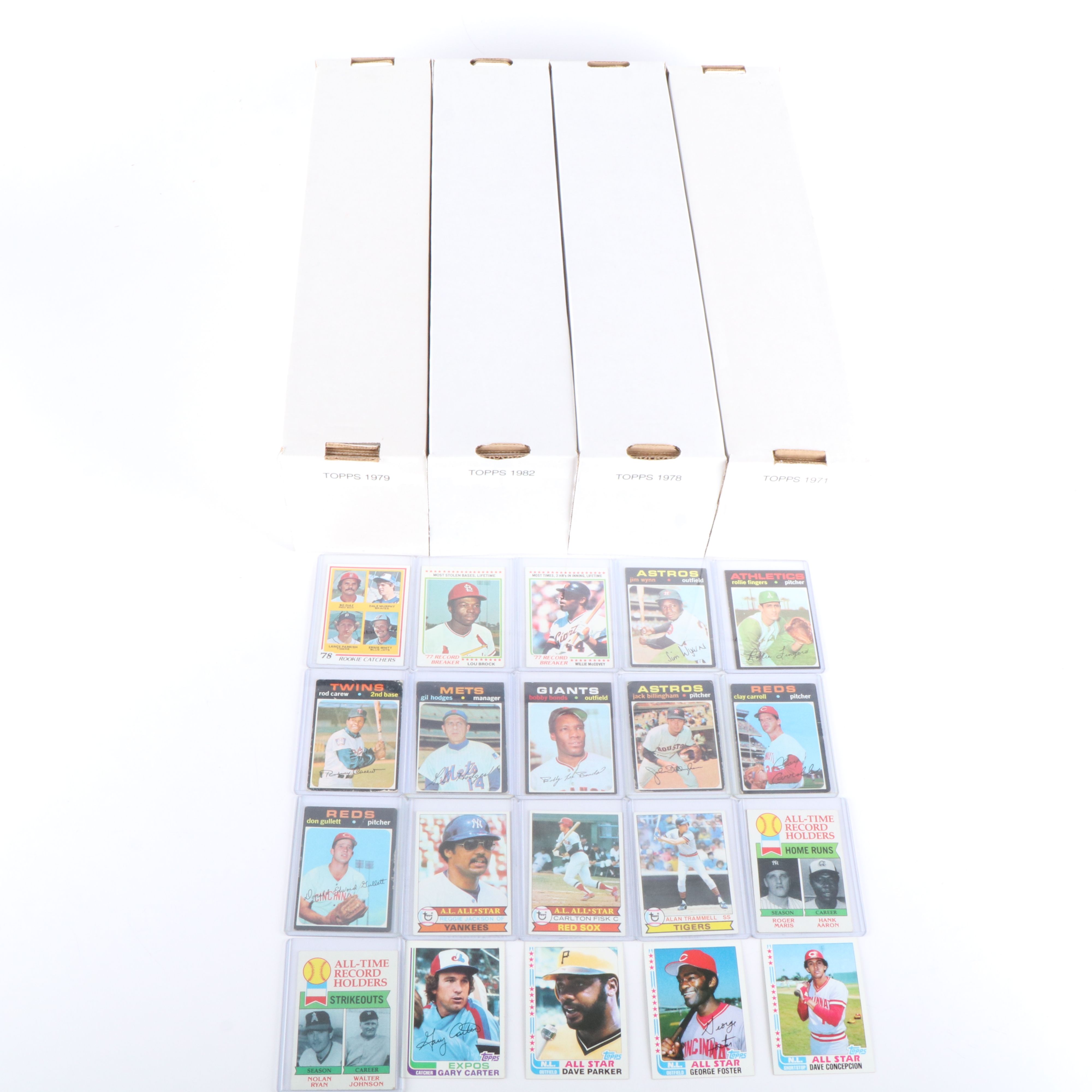 Four Boxes of Topps Baseball Cards, 1970s and Early 1980s