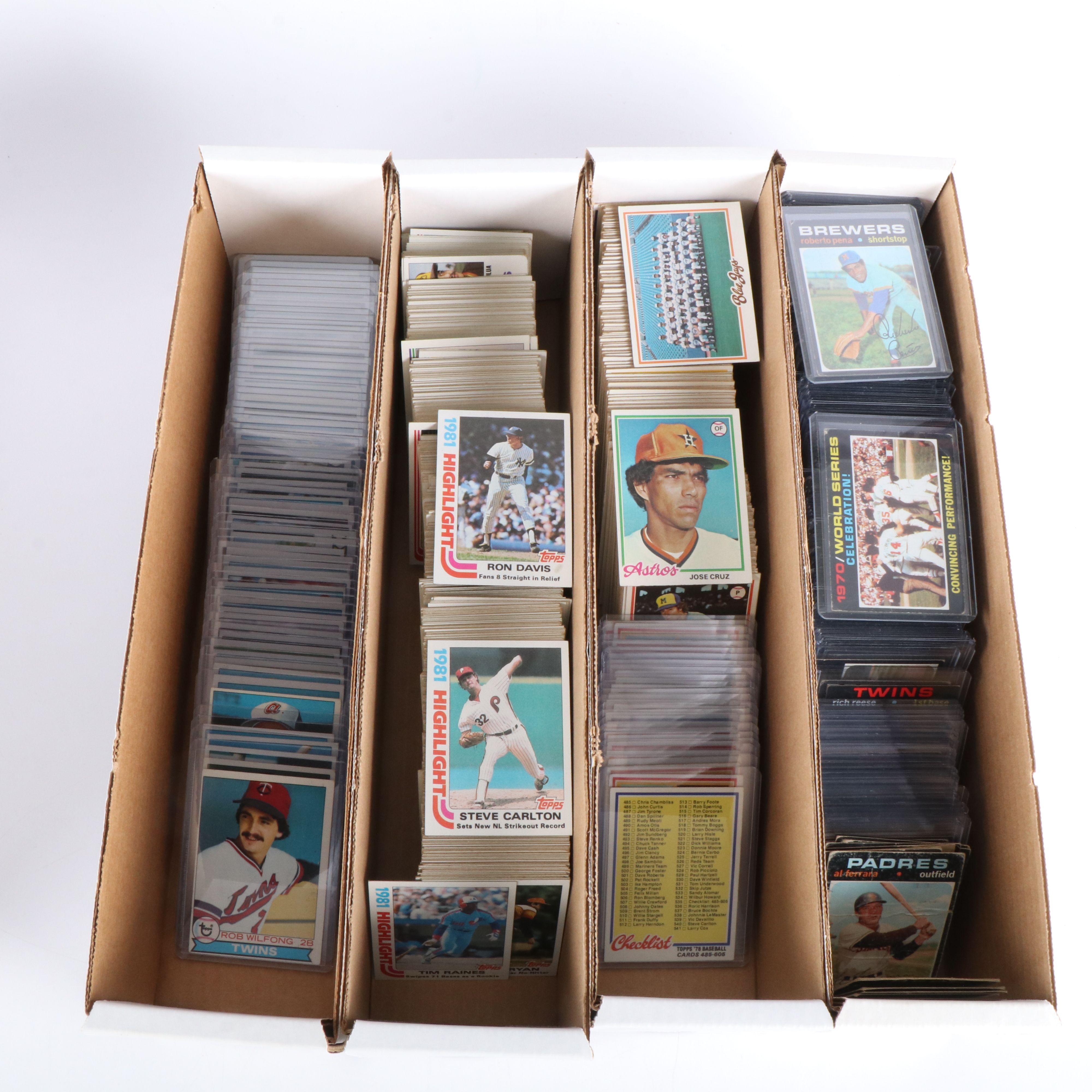 Four Boxes of Topps Baseball Cards, 1970s and Early 1980s