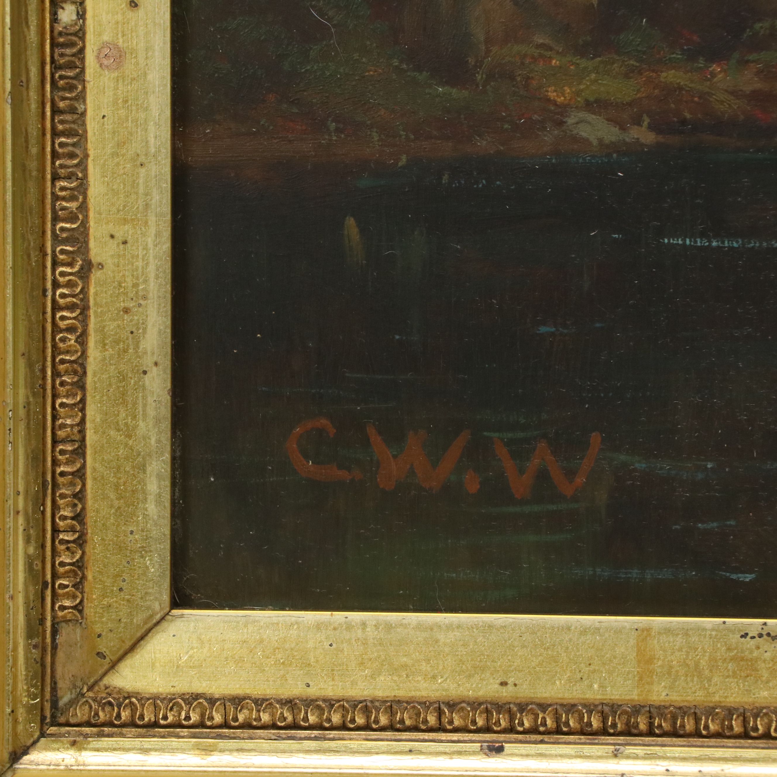 American Pastoral Landscape Oil Painting of River Scene, 19th Century