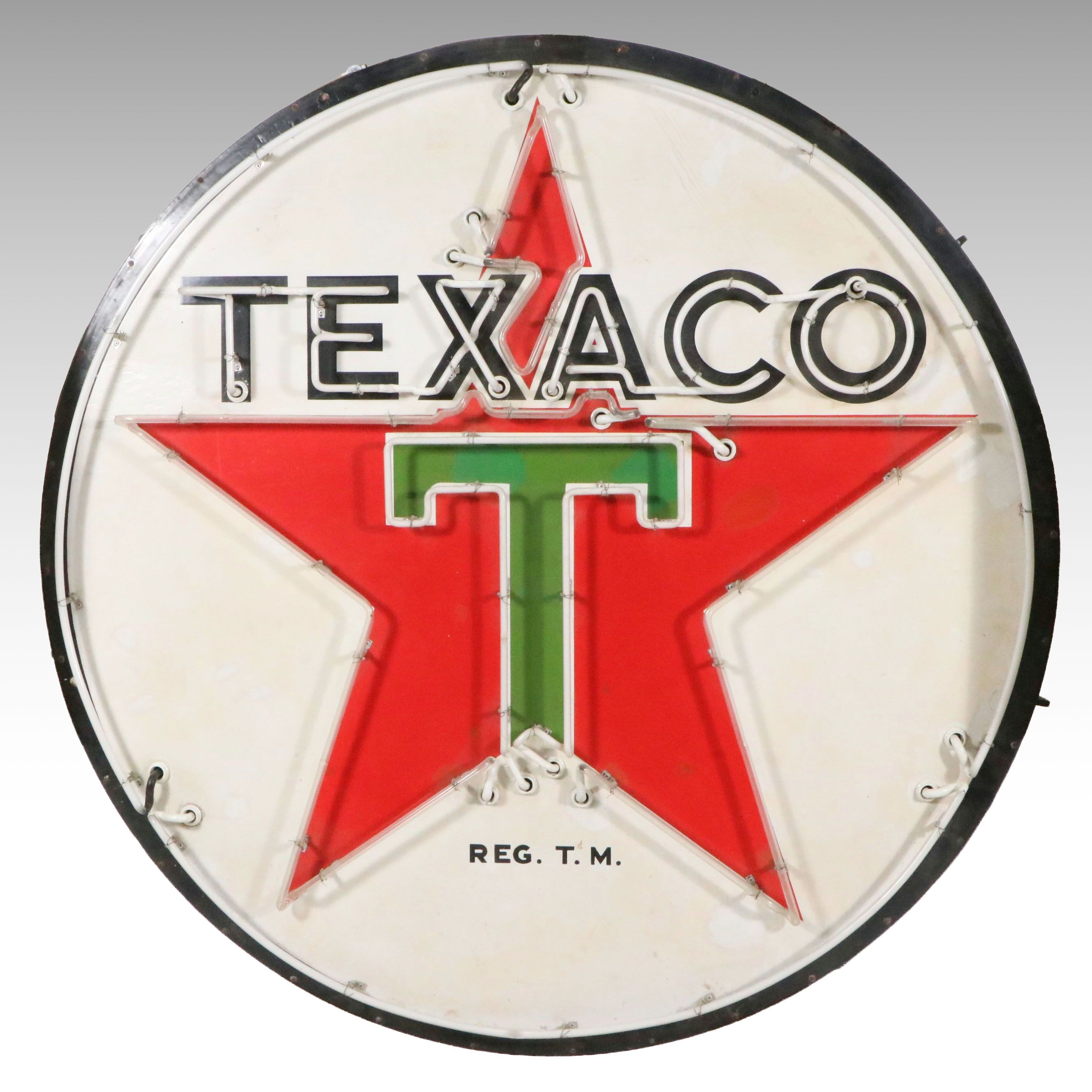 Vintage Single-Sided "Texaco" Porcelain Neon Advertising Sign