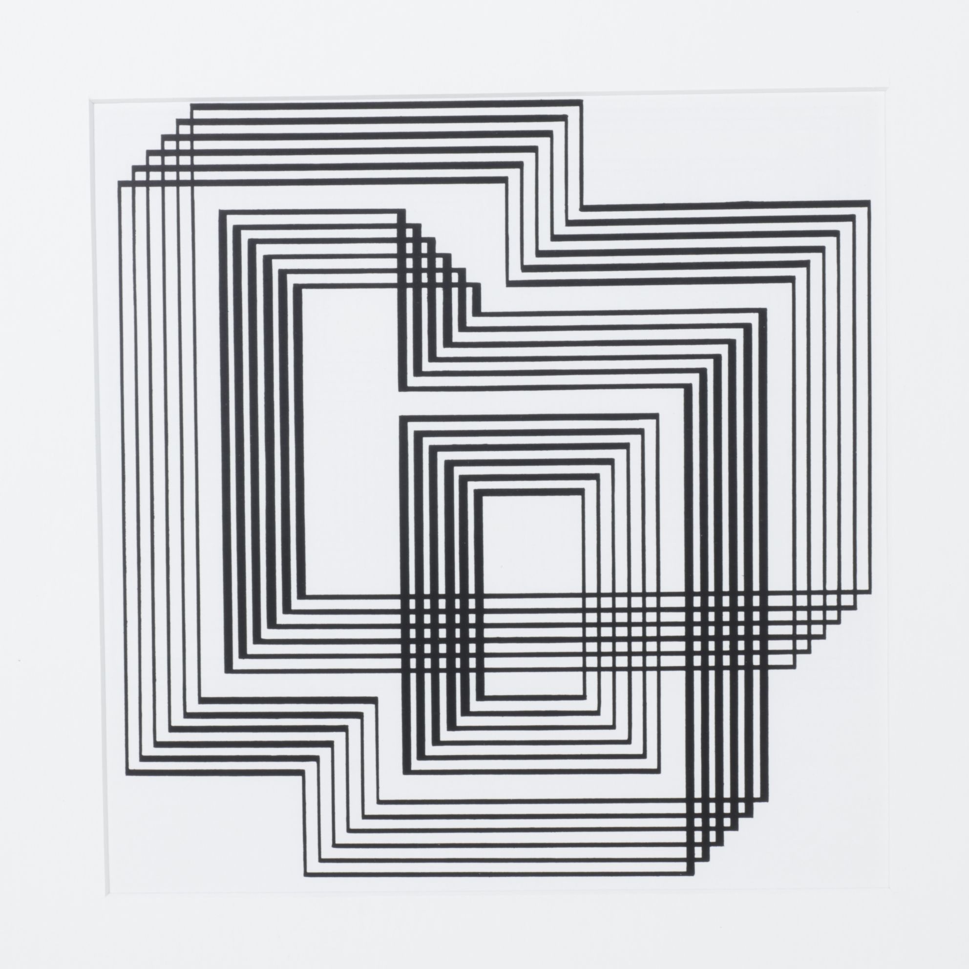 Geometric Lithograph After Josef Albers "Shrine" from Graphic Tectonics Series