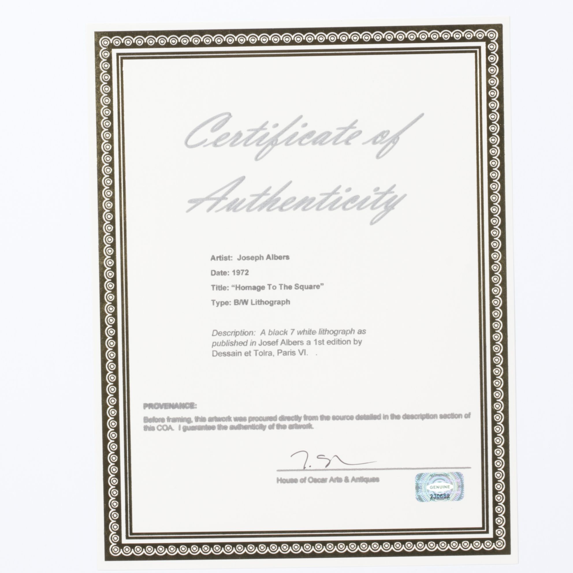 Geometric Lithograph After Josef Albers "Shrine" from Graphic Tectonics Series