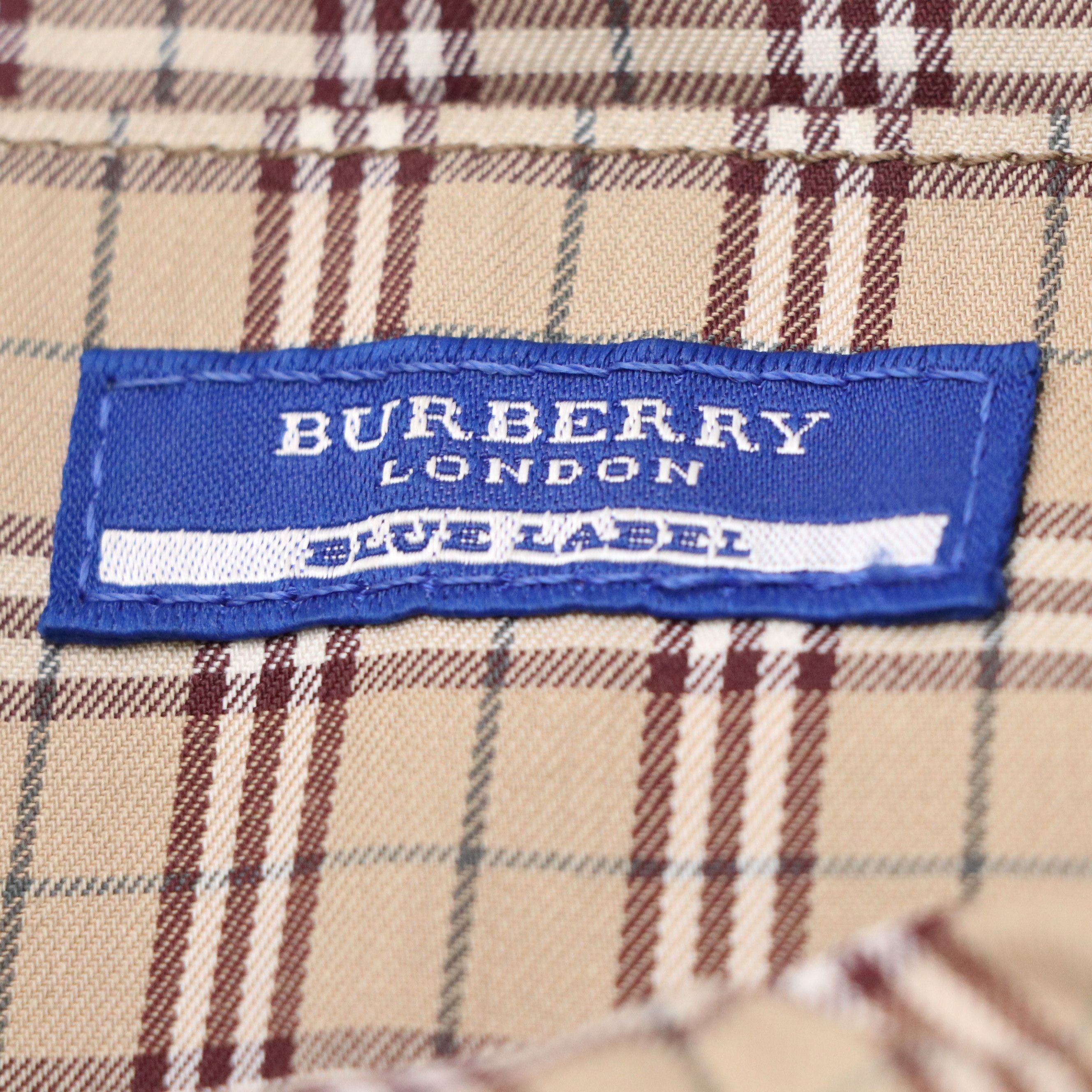 Burberry Blue Label Navy Leather Tote Bag with Contrast Stitching