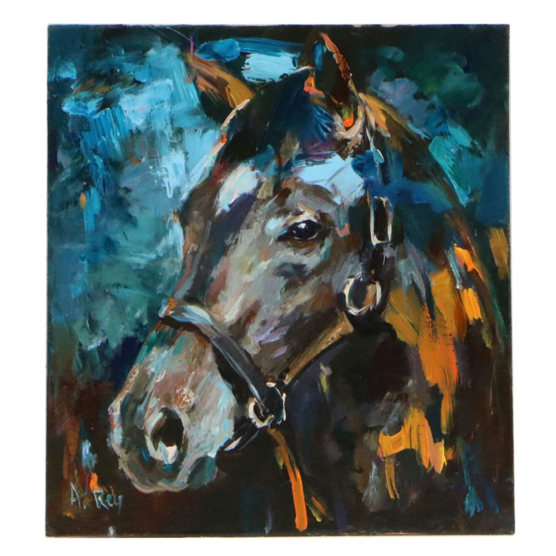 A. Rey Equine Portrait Oil Painting "Blaze," 2025
