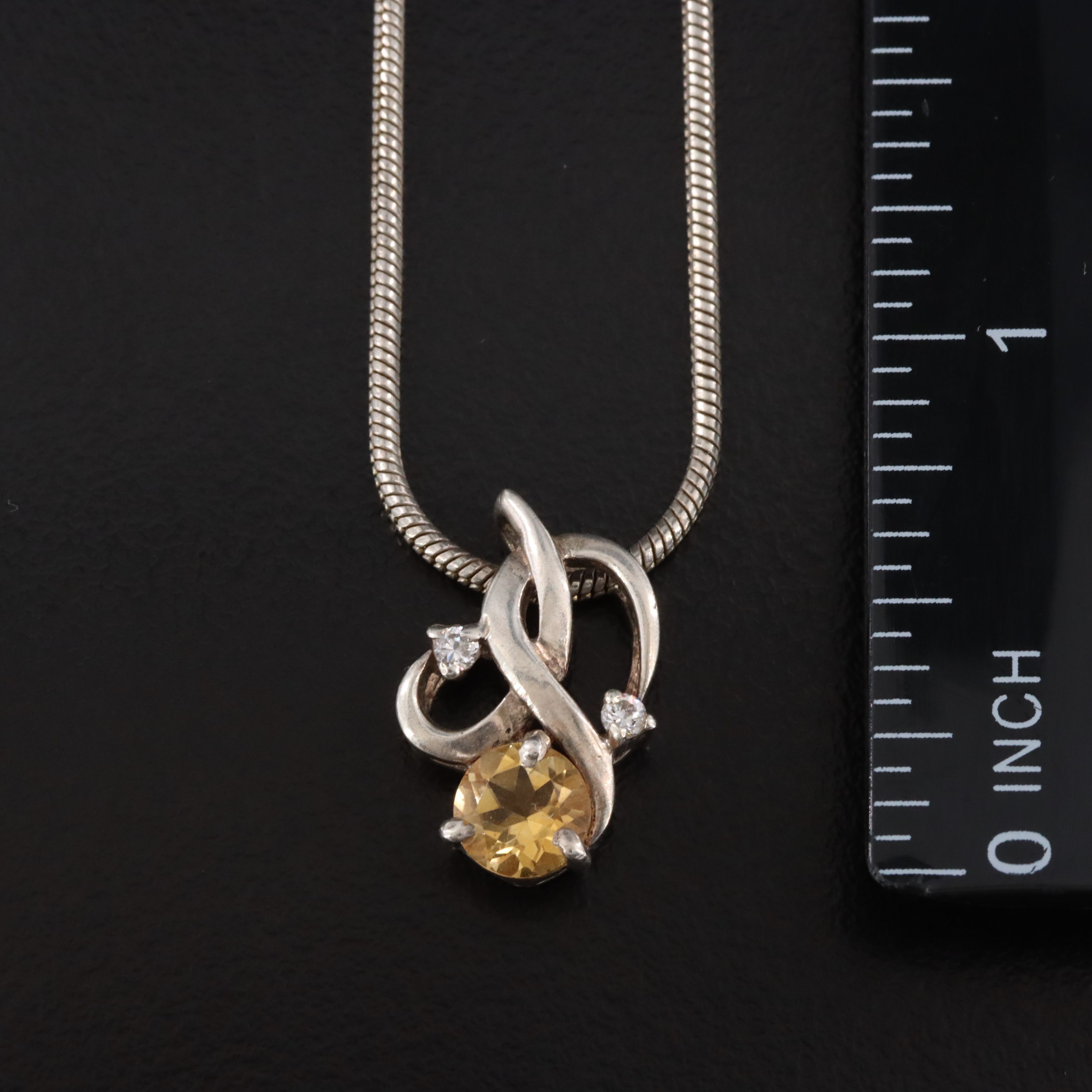 Sterling Citrine and CZ and Trinity Pendant Necklaces