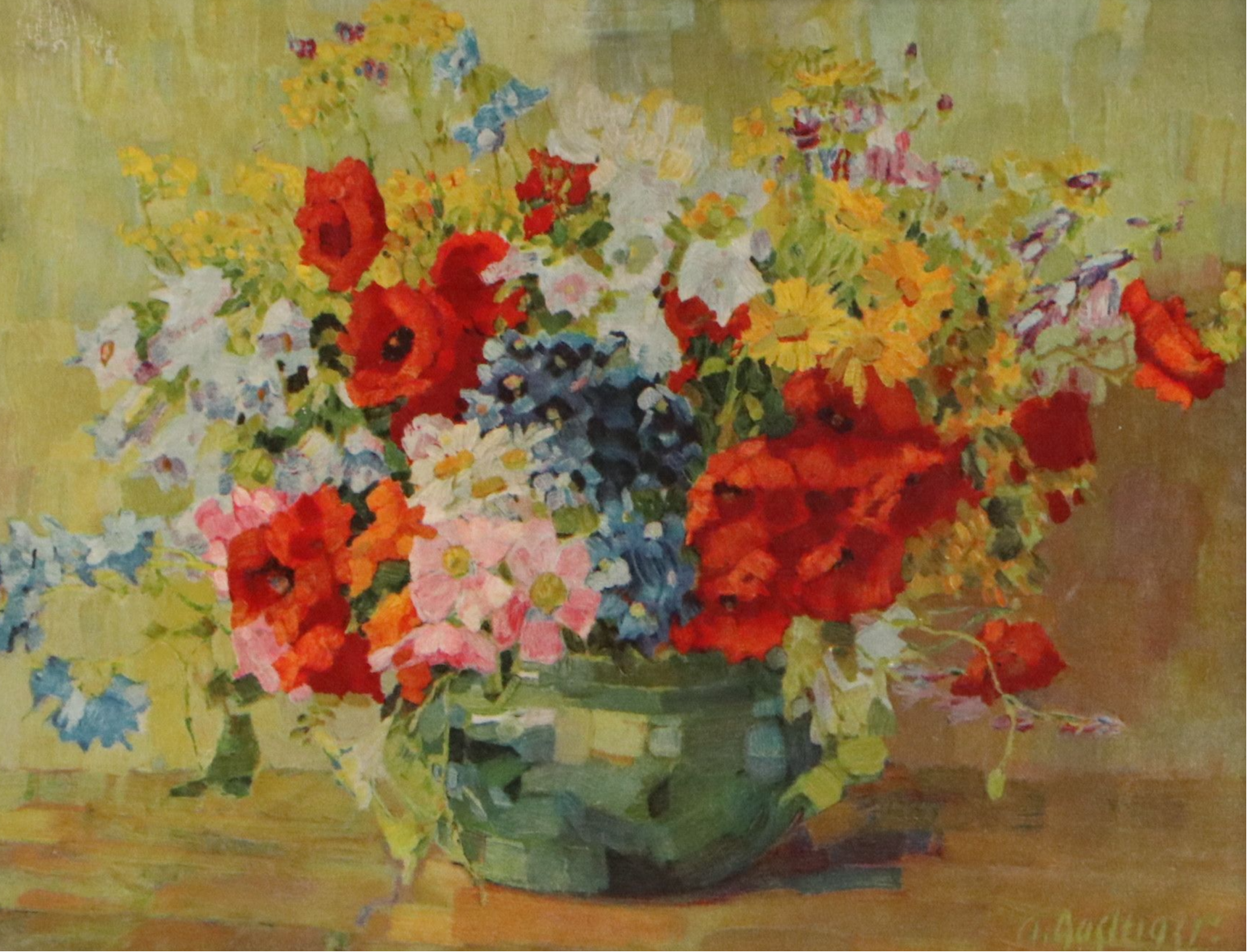Floral Still Life Oil Painting, Late 20th Century