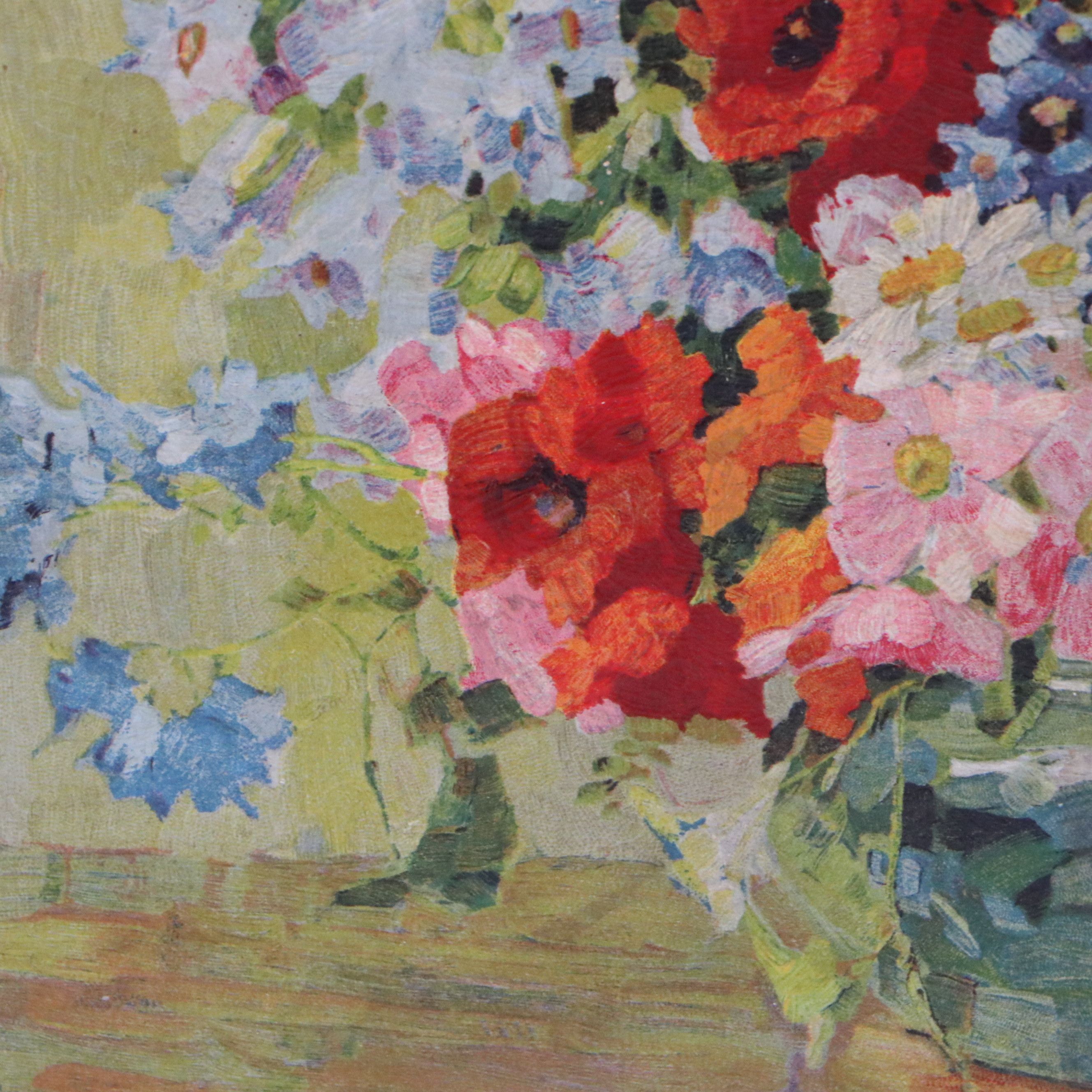 Floral Still Life Oil Painting, Late 20th Century