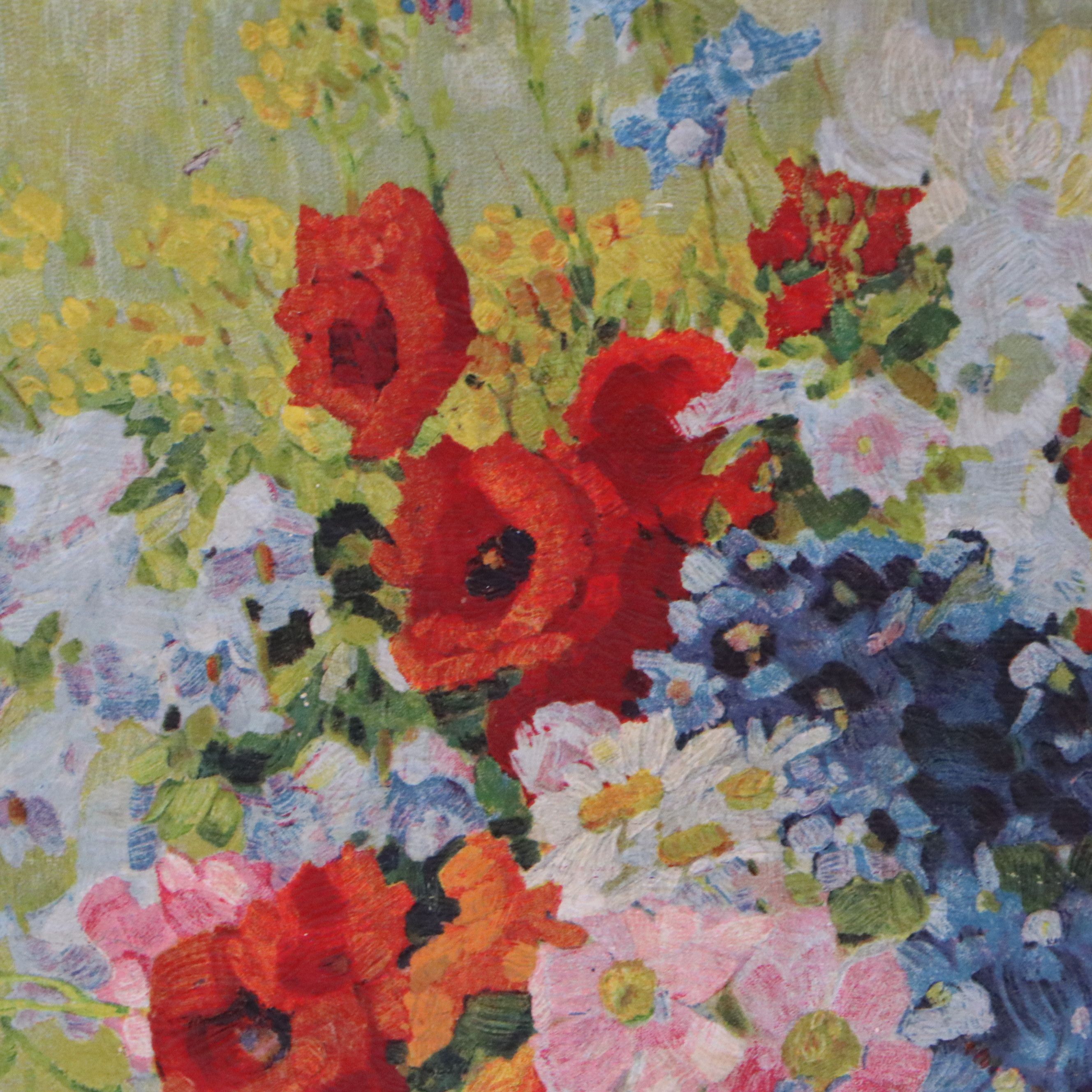 Floral Still Life Oil Painting, Late 20th Century