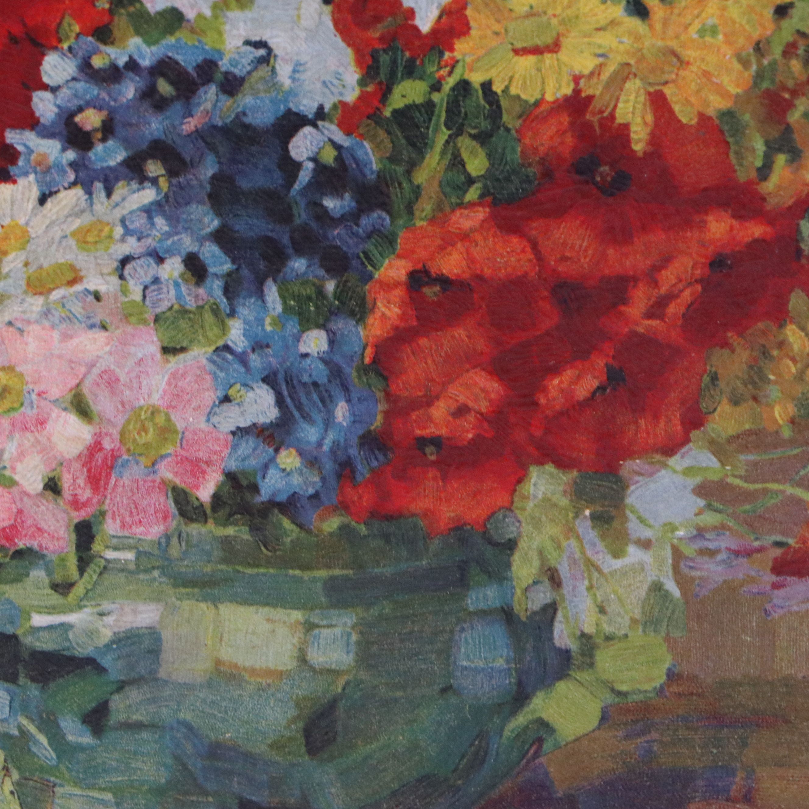 Floral Still Life Oil Painting, Late 20th Century