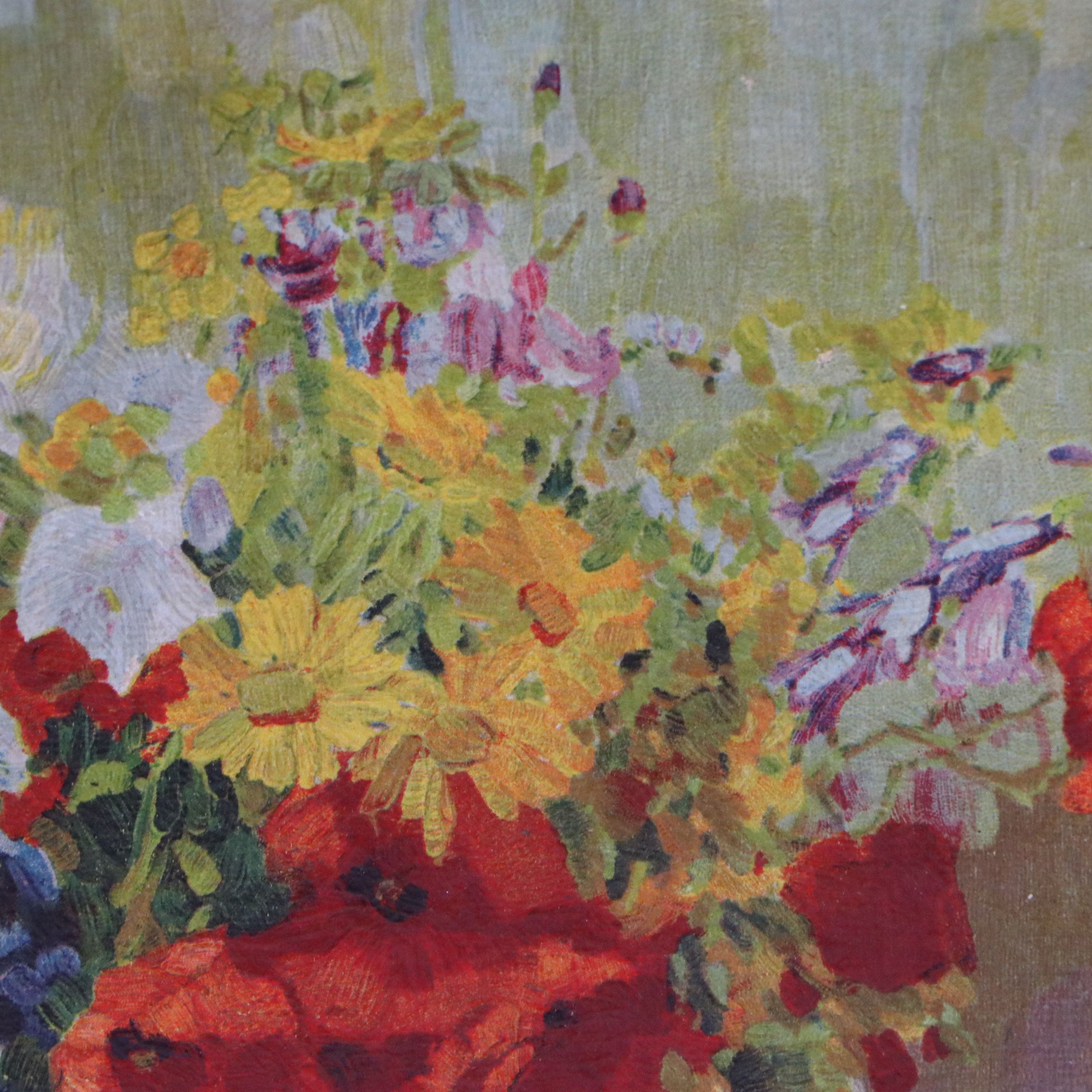 Floral Still Life Oil Painting, Late 20th Century