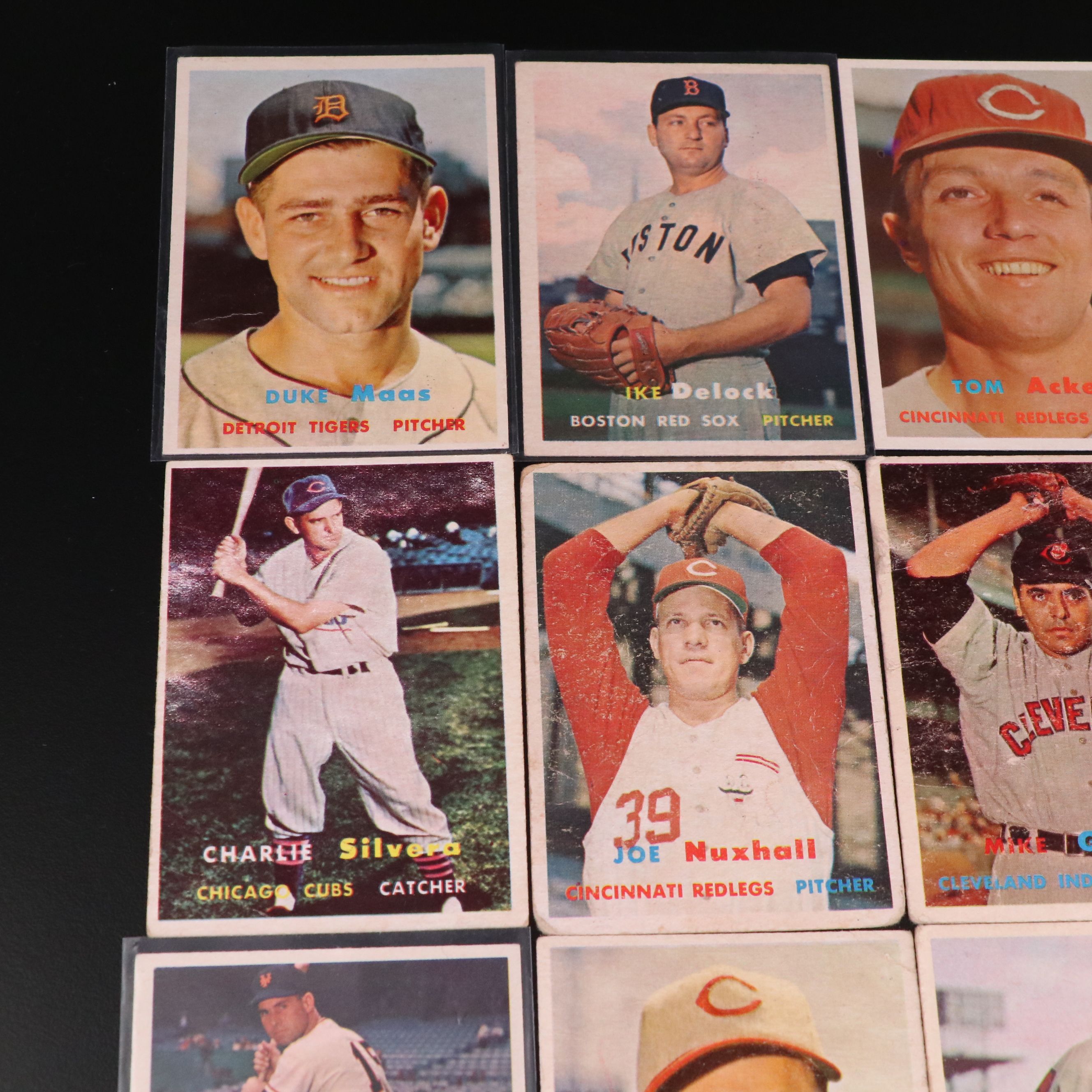 1957 Topps Baseball Cards Featuring Joe Nuxhall, Mike Garcia, and More