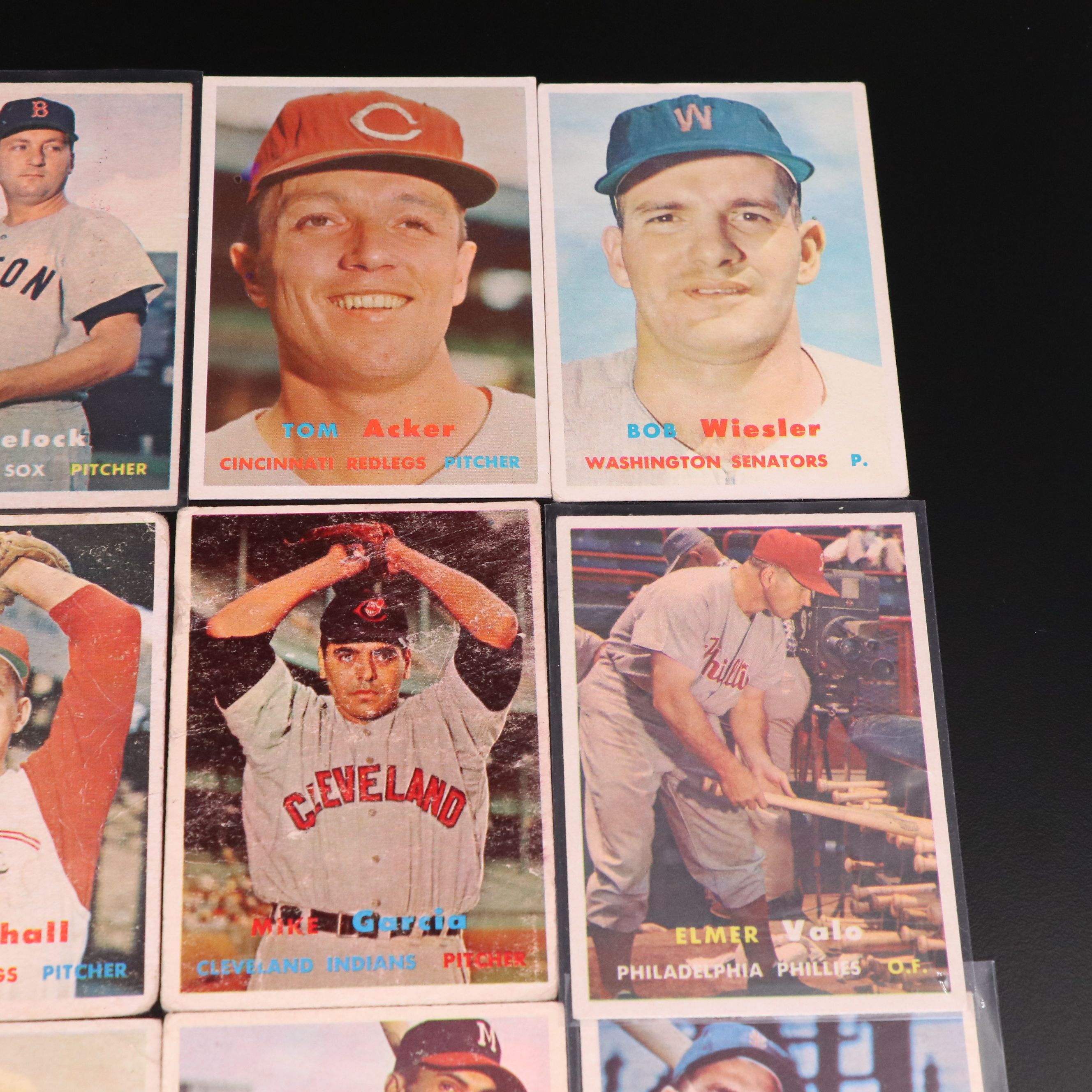 1957 Topps Baseball Cards Featuring Joe Nuxhall, Mike Garcia, and More