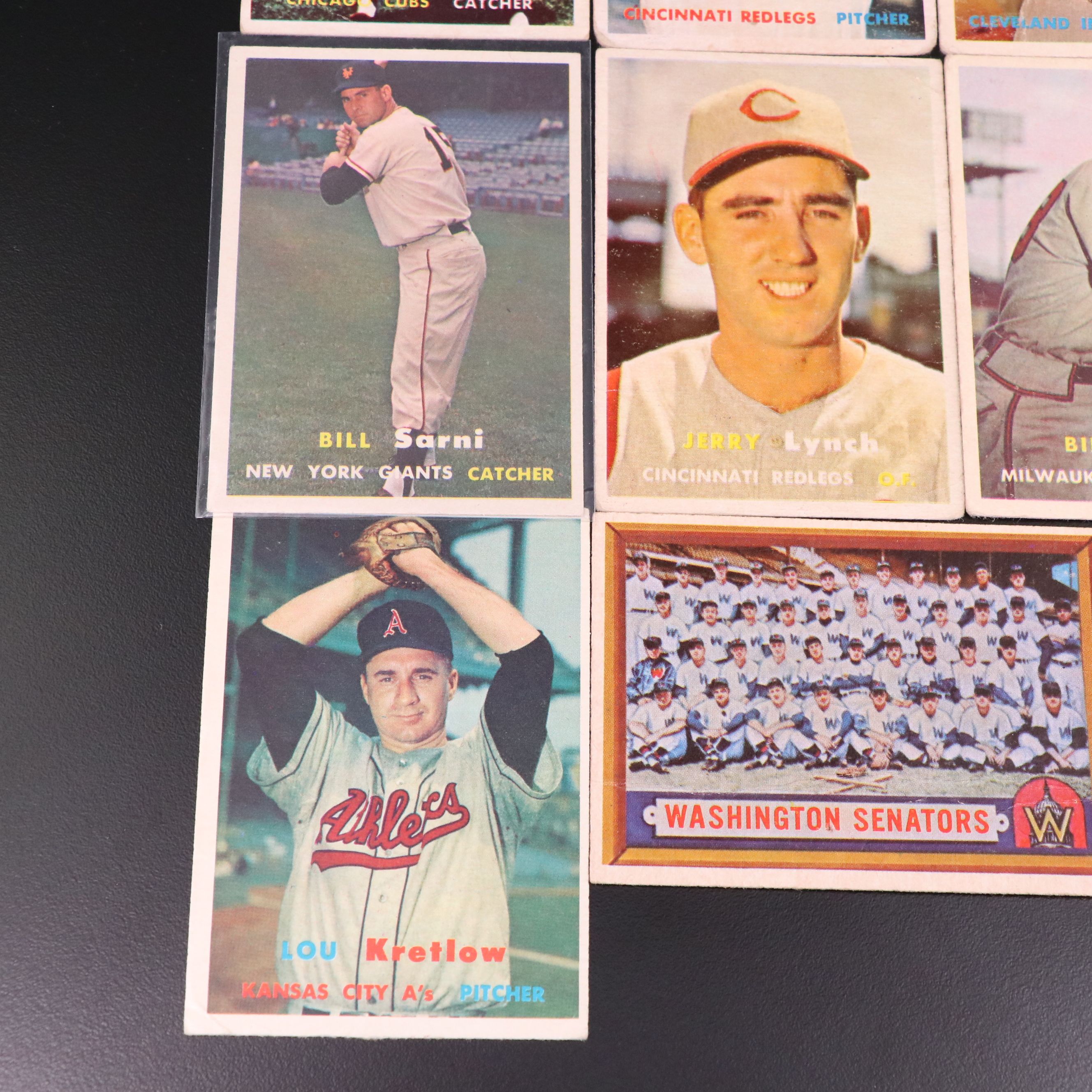 1957 Topps Baseball Cards Featuring Joe Nuxhall, Mike Garcia, and More