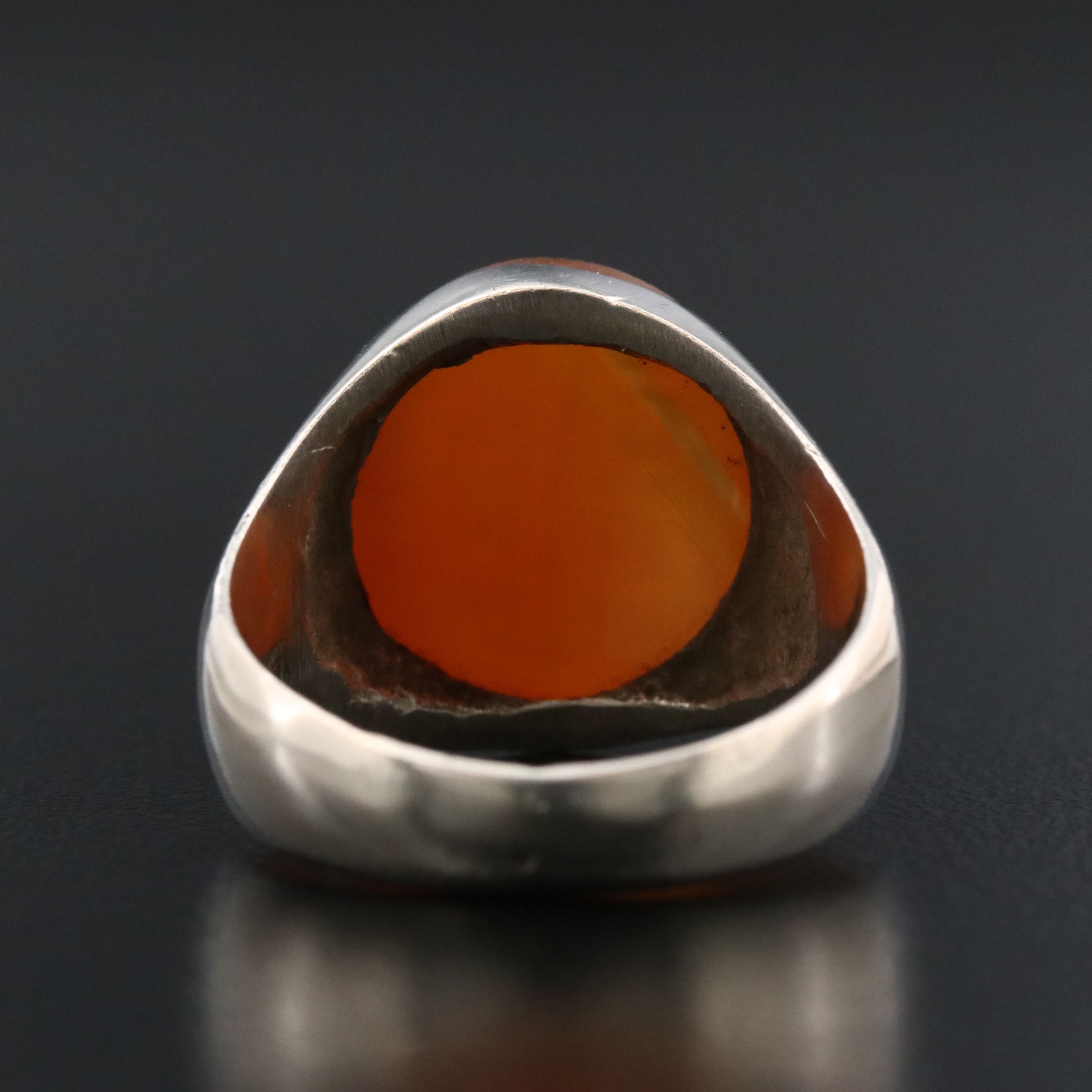 Vintage Middle Eastern Sterling Sard Arabic "Allah" Signet Seal Ring