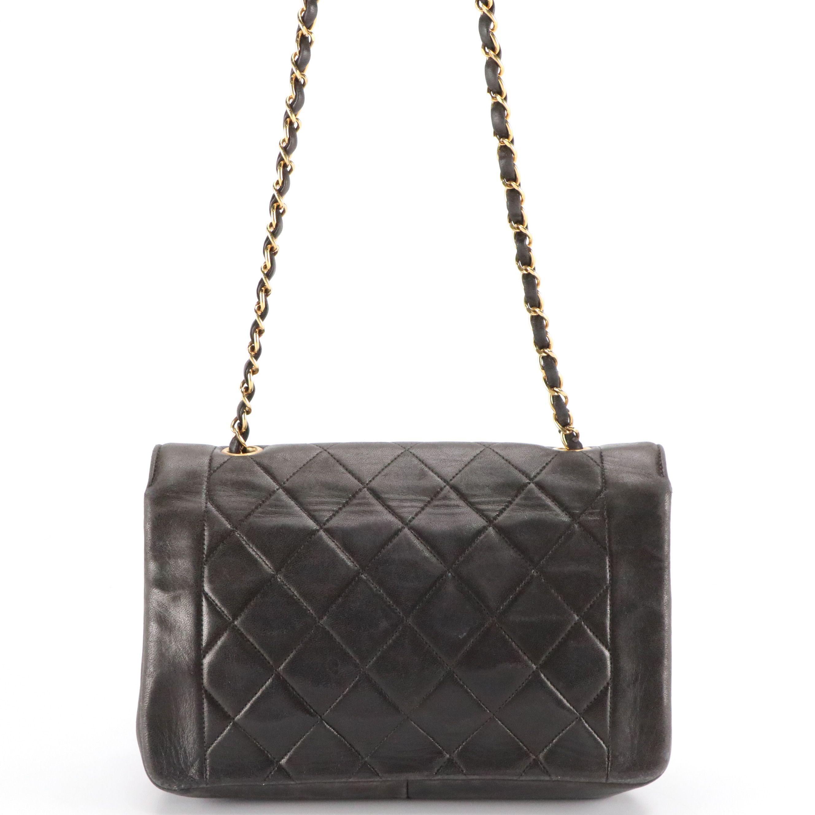 Chanel CC Turn-Lock Diana Flap Bag in Diamond Quilted Lambskin Leather