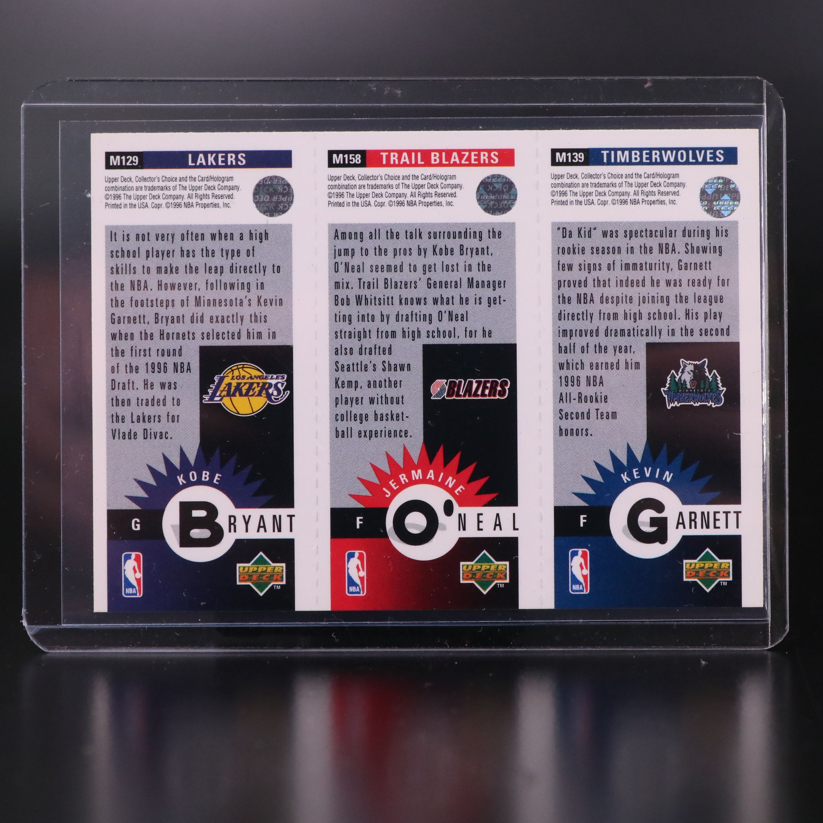 1996 Upper Deck Kobe Bryant Los Angeles Lakers Rookie Basketball Cards