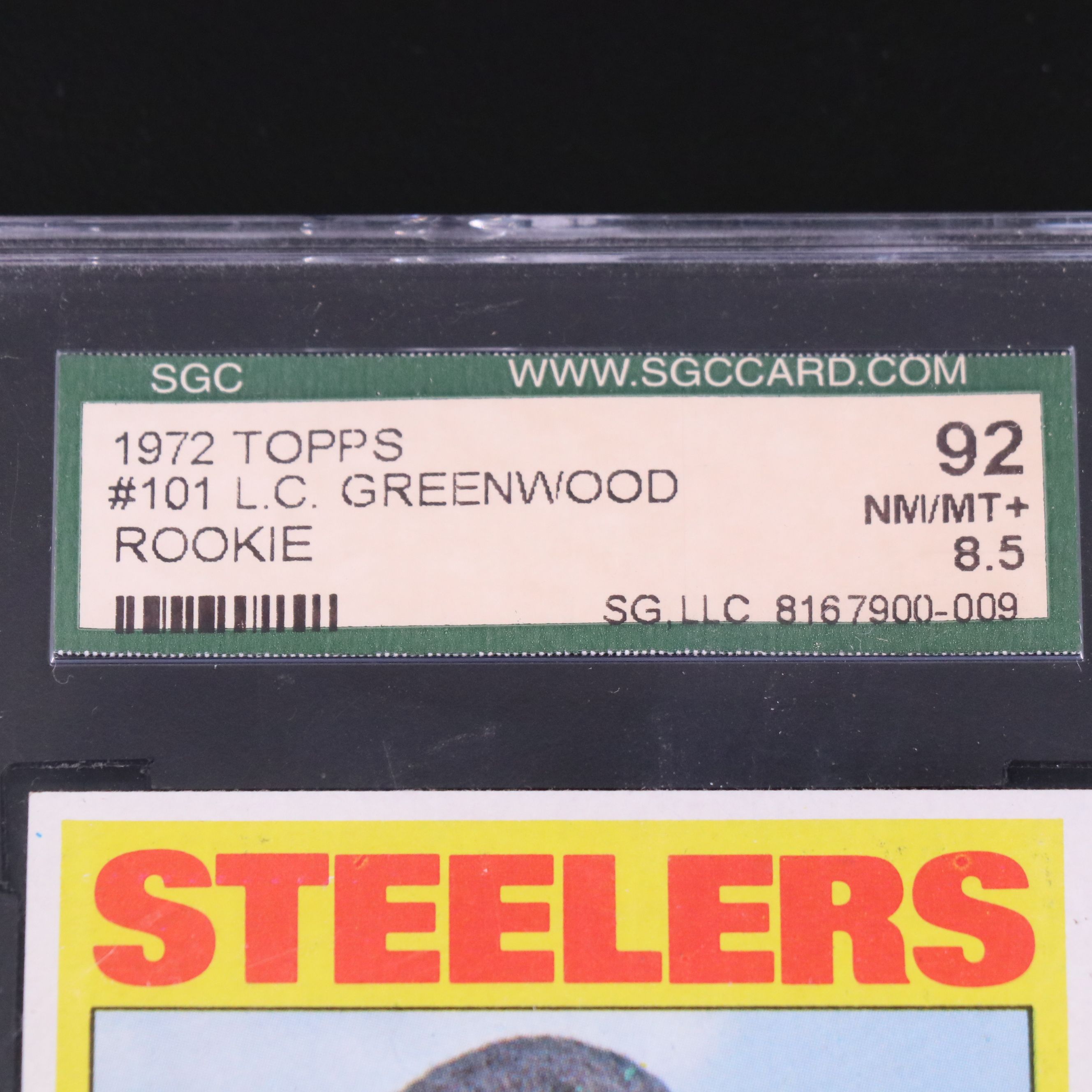 1972 Topps L.C. Greenwood Pittsburgh Steelers Rookie Card Graded SGC 8.5