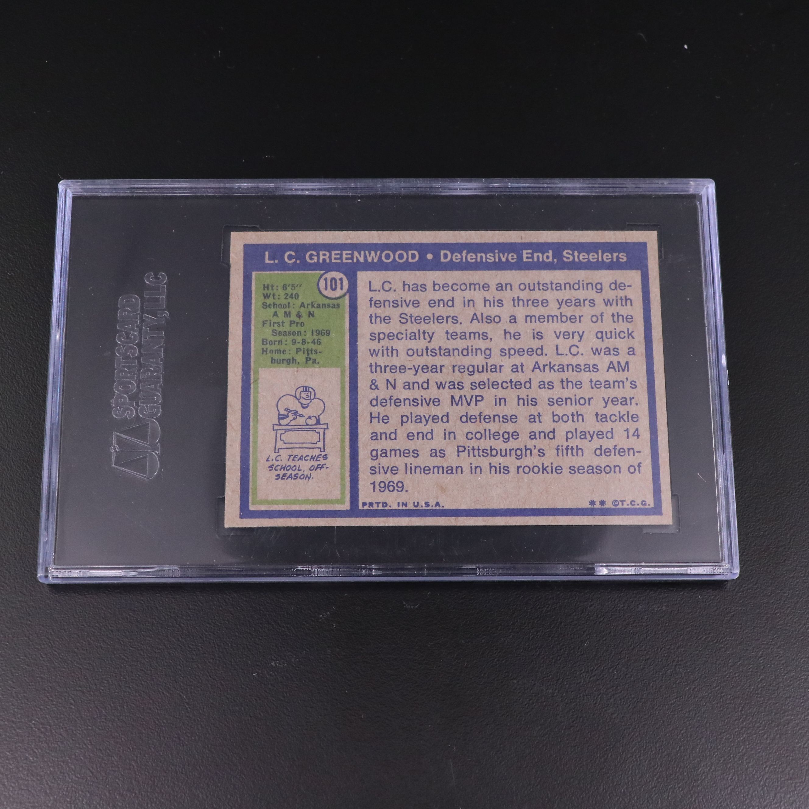 1972 Topps L.C. Greenwood Pittsburgh Steelers Rookie Card Graded SGC 8.5