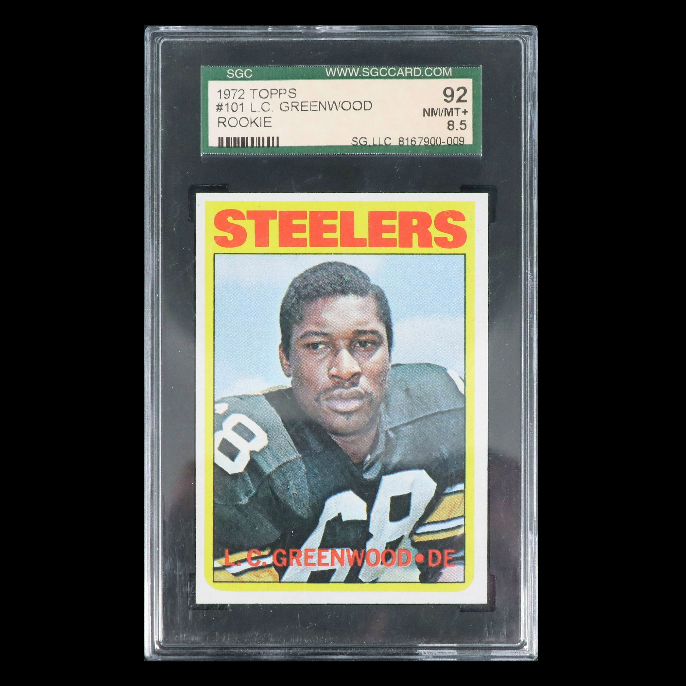 1972 Topps L.C. Greenwood Pittsburgh Steelers Rookie Card Graded SGC 8.5