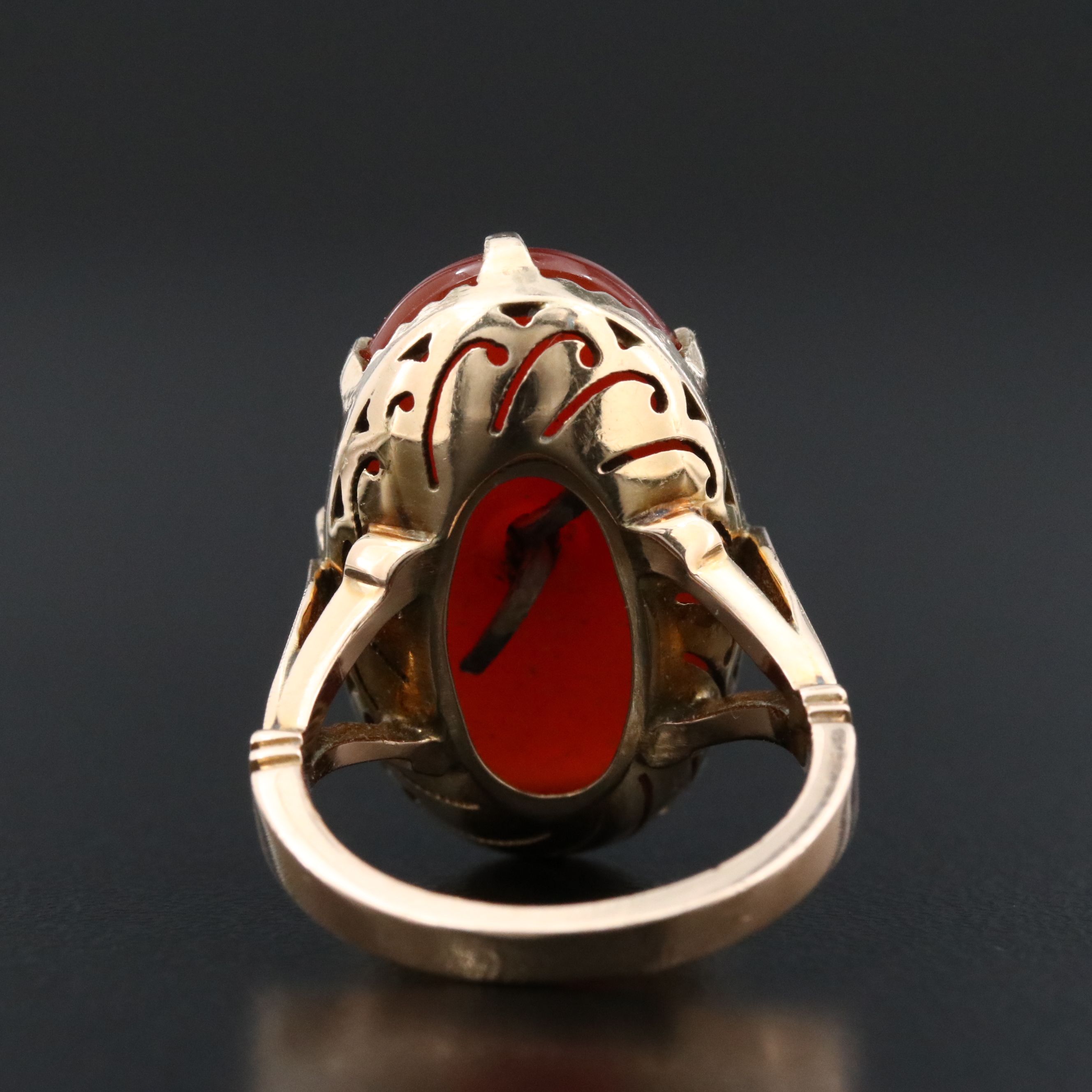 Vintage 10K Carnelian and Diamond Ring