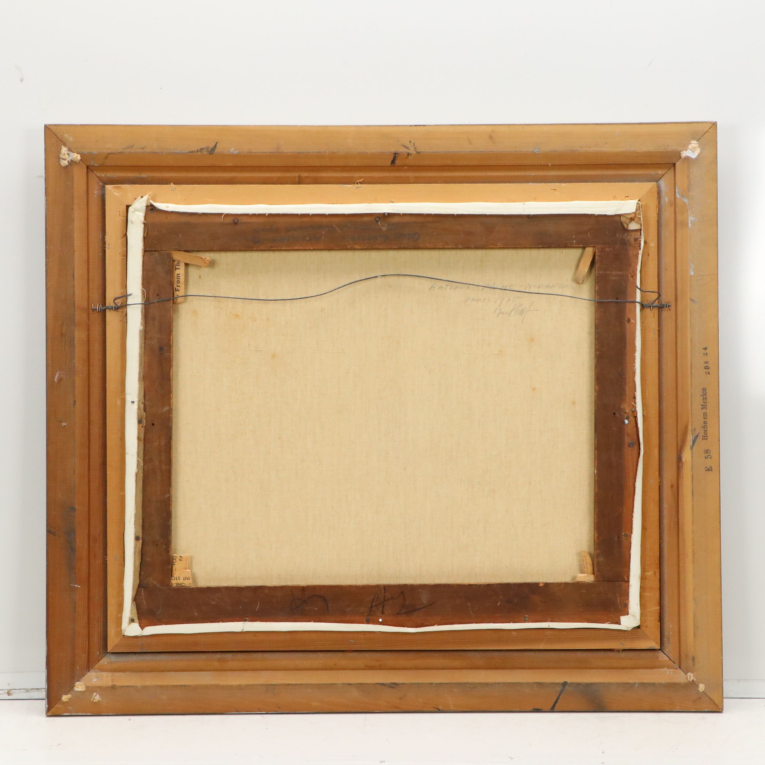 Parisian Harbor Scene Oil Painting "Bateaux - Pêche - Norandie," 1975