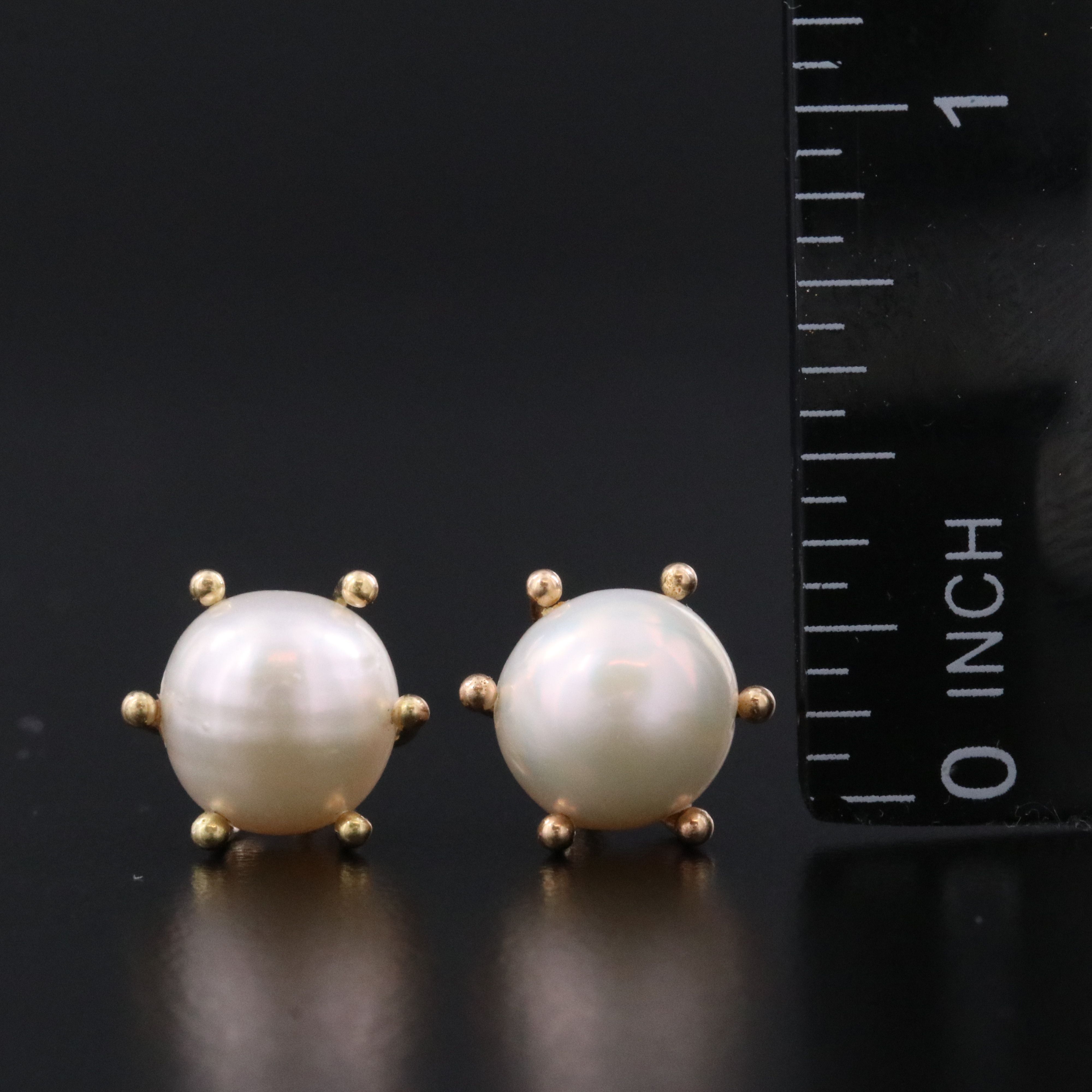 14K Pearl Stud Earrings