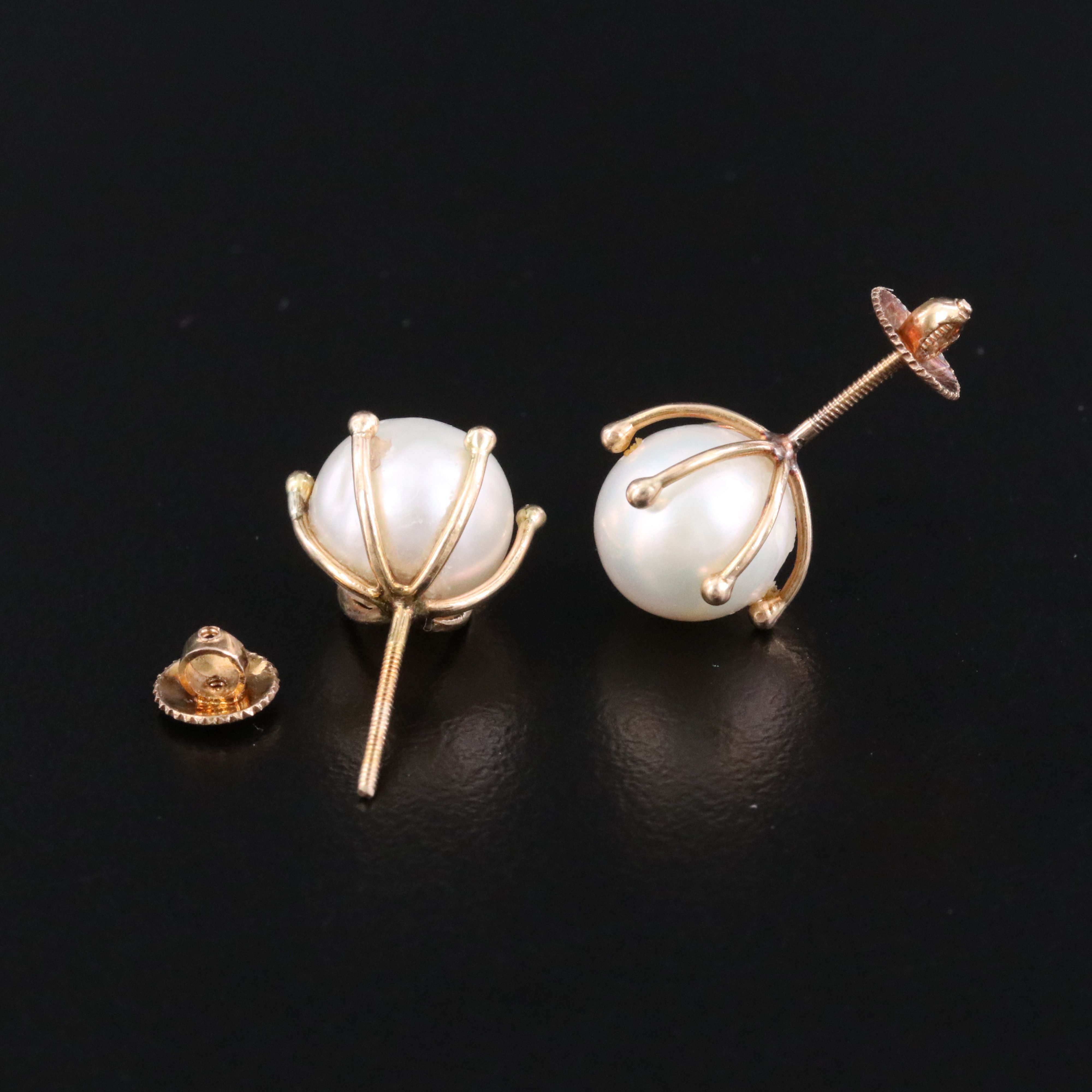 14K Pearl Stud Earrings