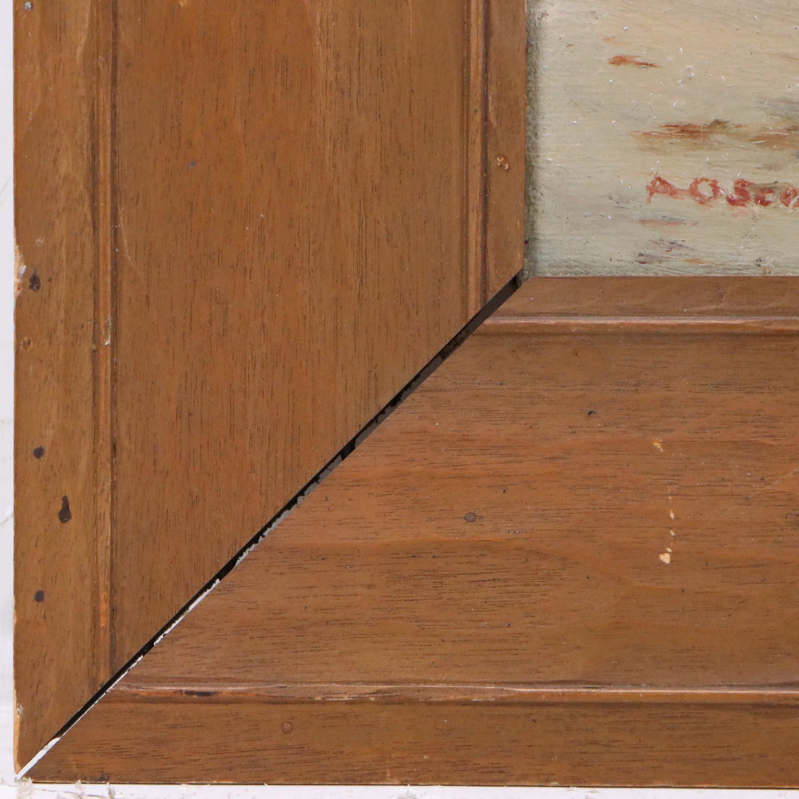 A. O. Scott Coastal Landscape Oil Painting of Figures on Beach Scene