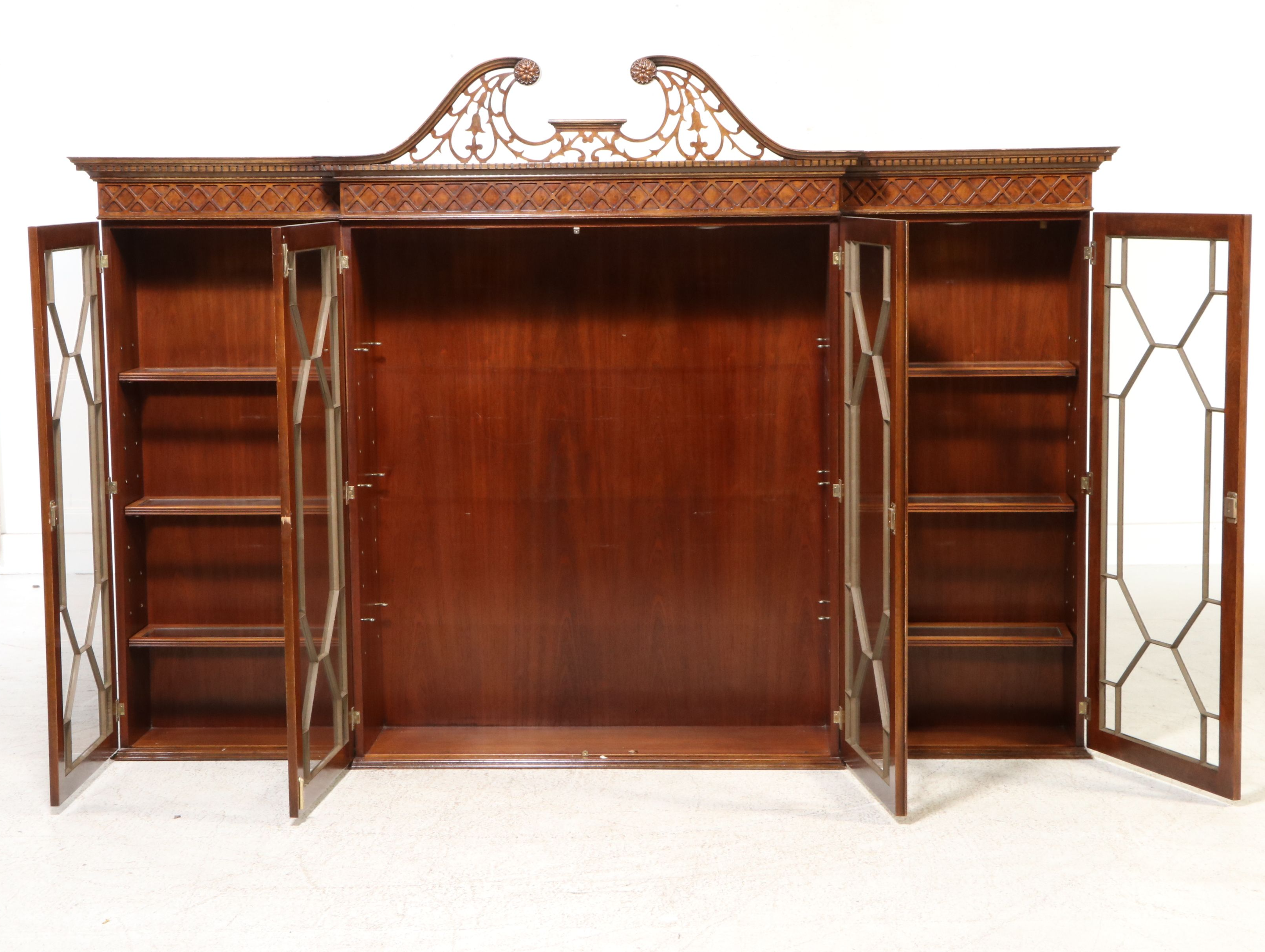 Chippendale Style Mahogany Breakfront China Cabinet