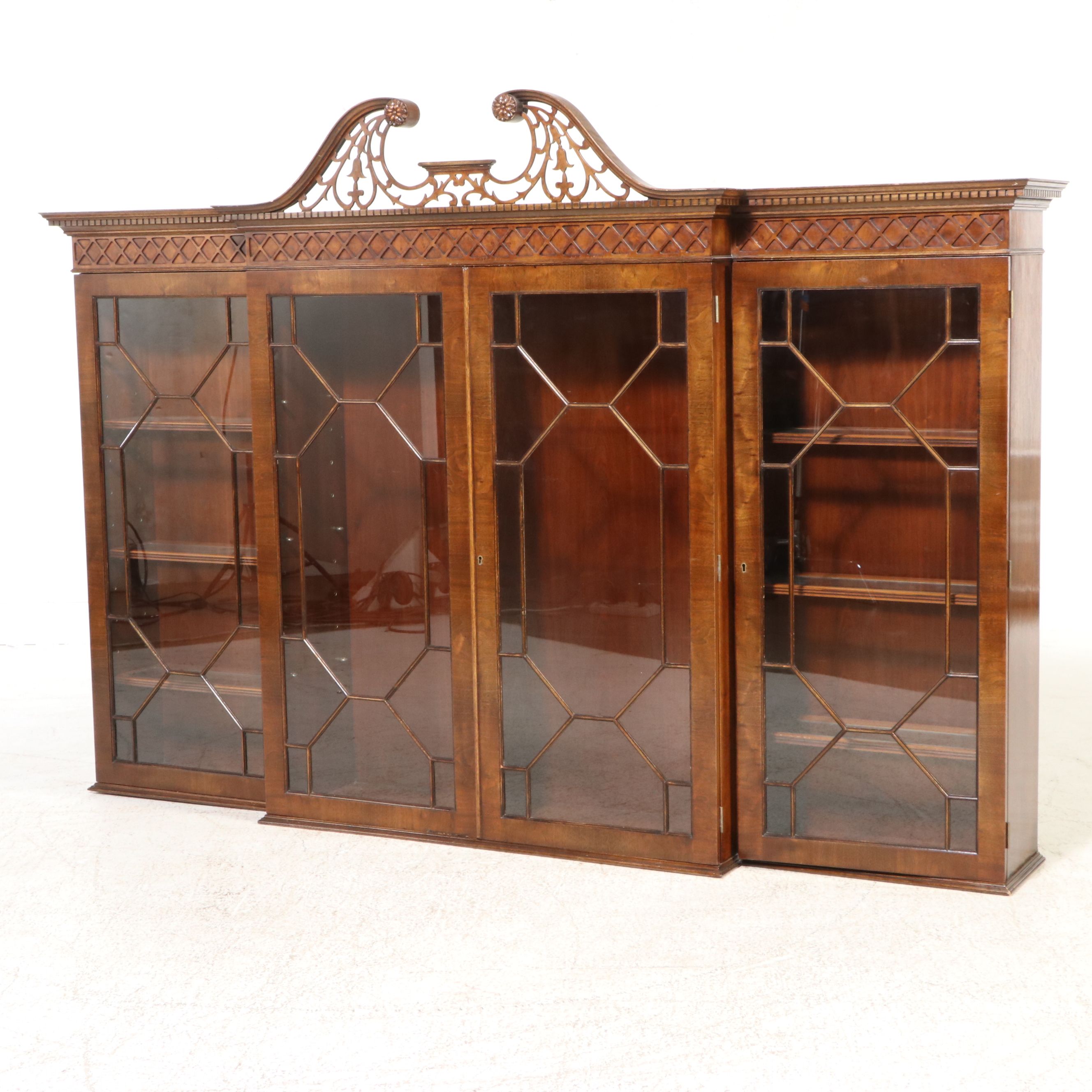 Chippendale Style Mahogany Breakfront China Cabinet