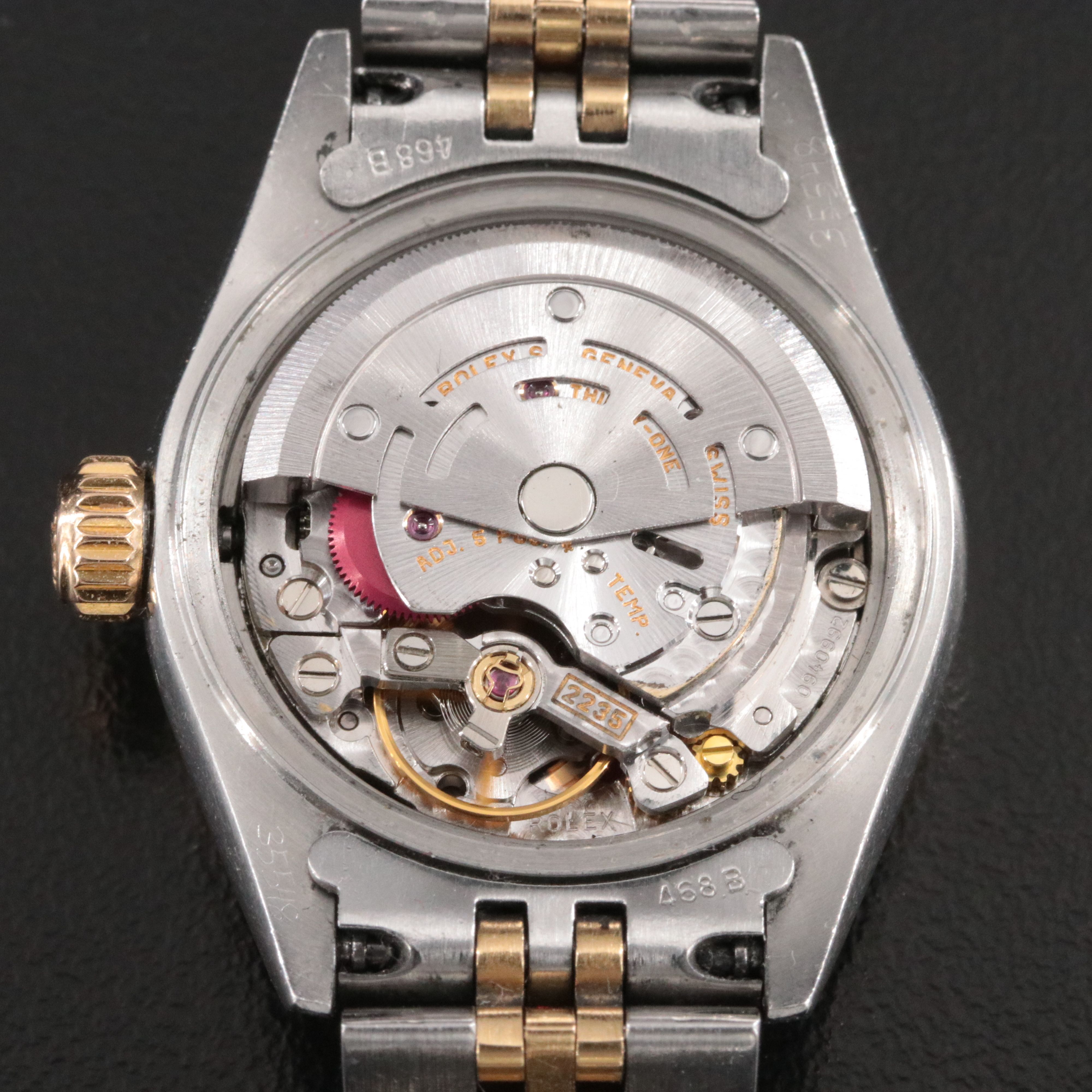 2001 Rolex Silver Tapestry Dial 18K & Steelinox Datejust Model 79173 Watch