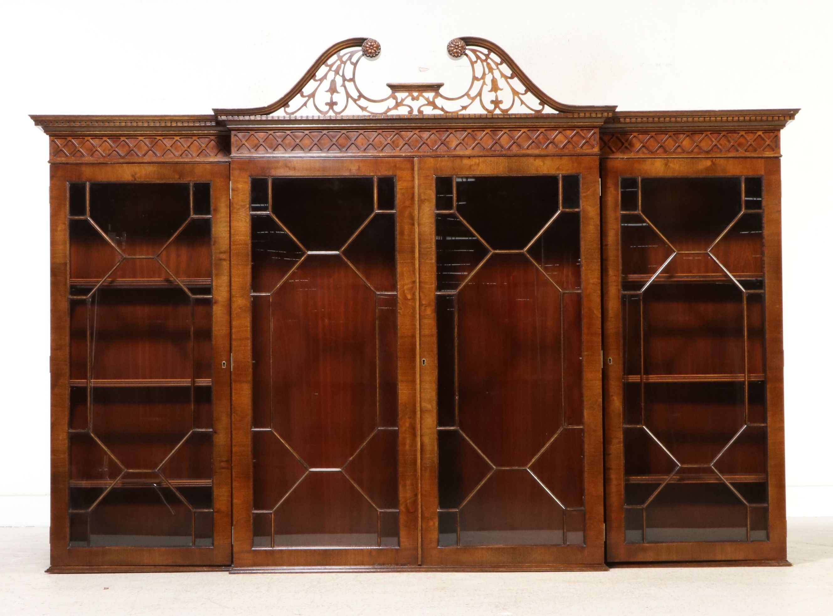 Chippendale Style Mahogany Breakfront China Cabinet