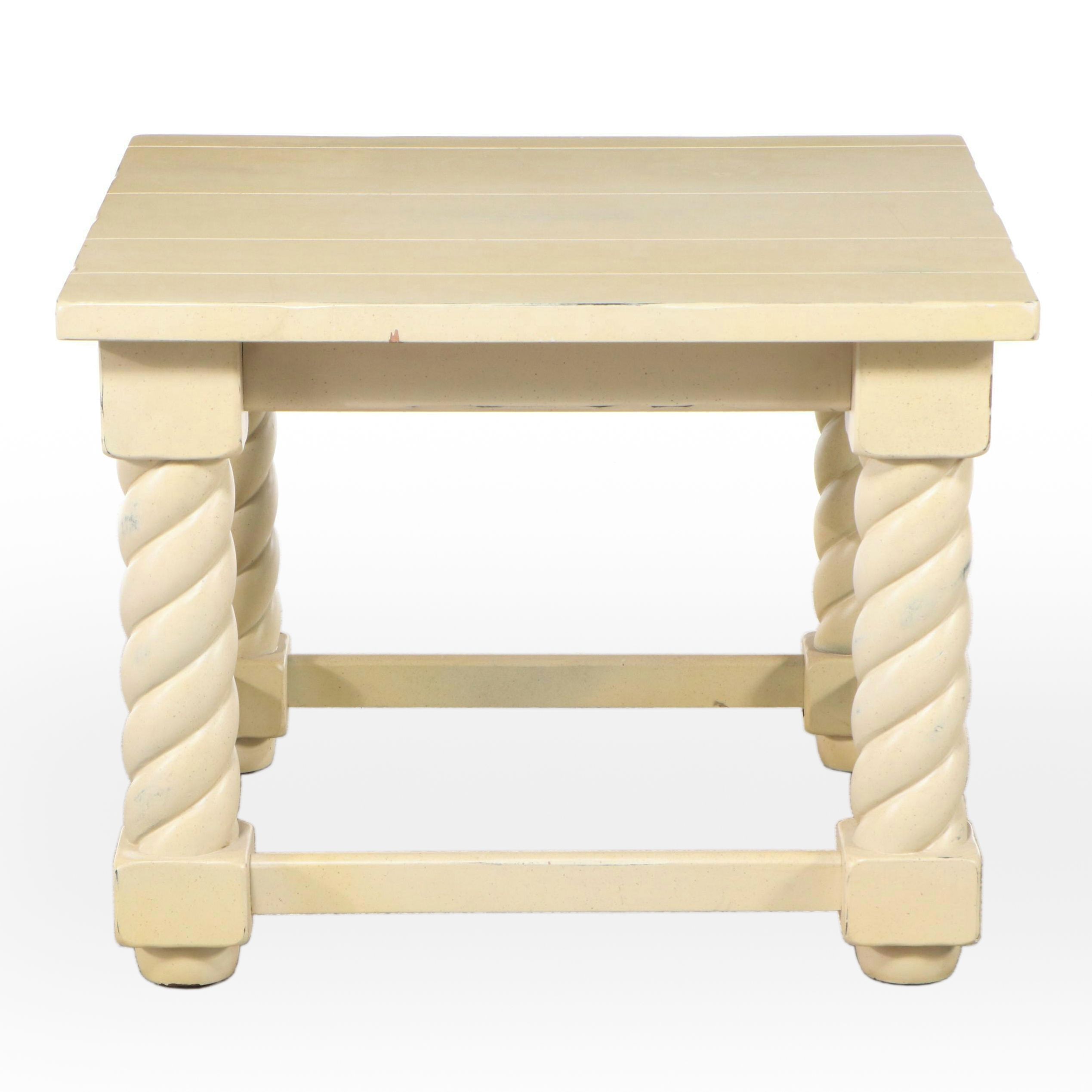 Contemporary Turned Painted Wood End Table