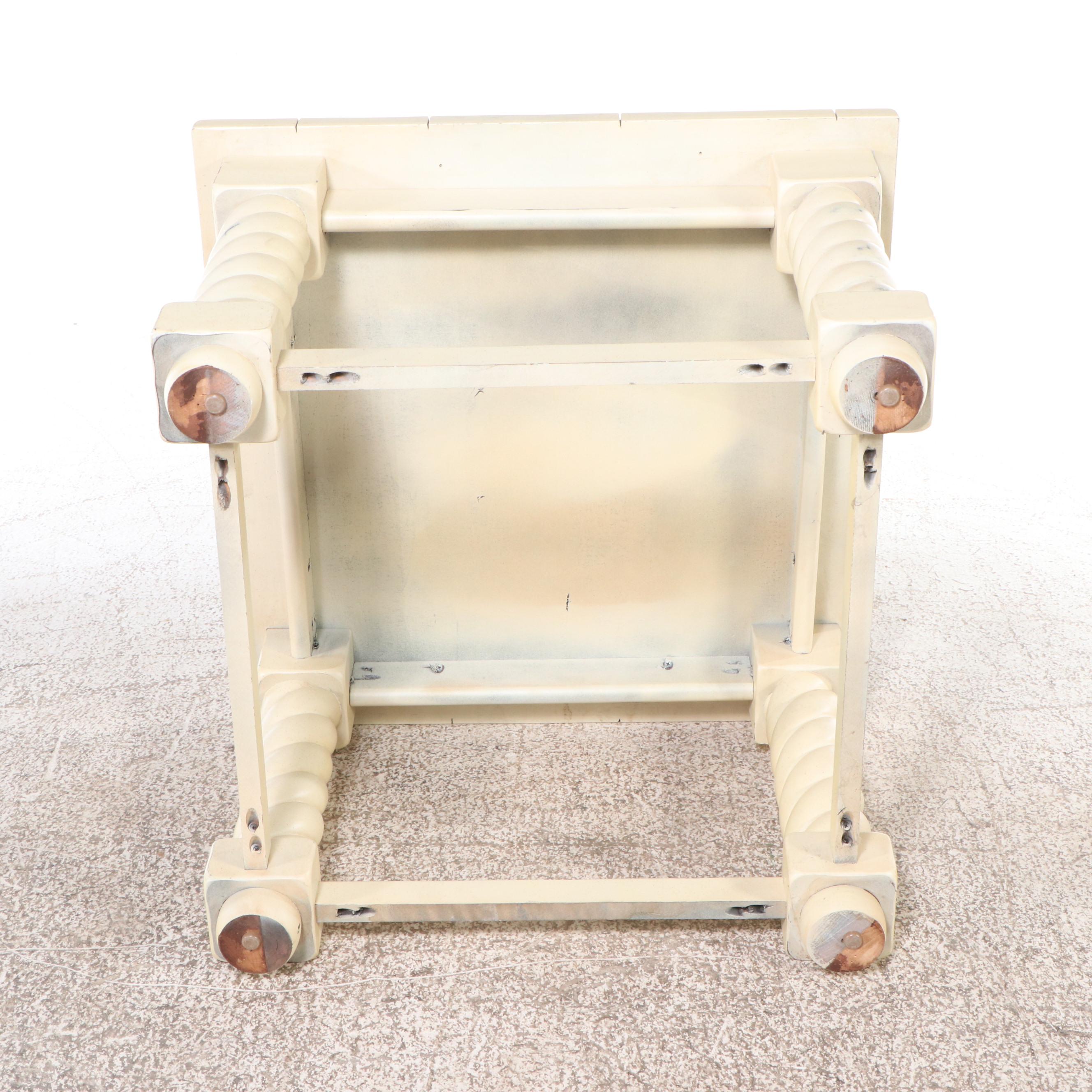 Contemporary Turned Painted Wood End Table