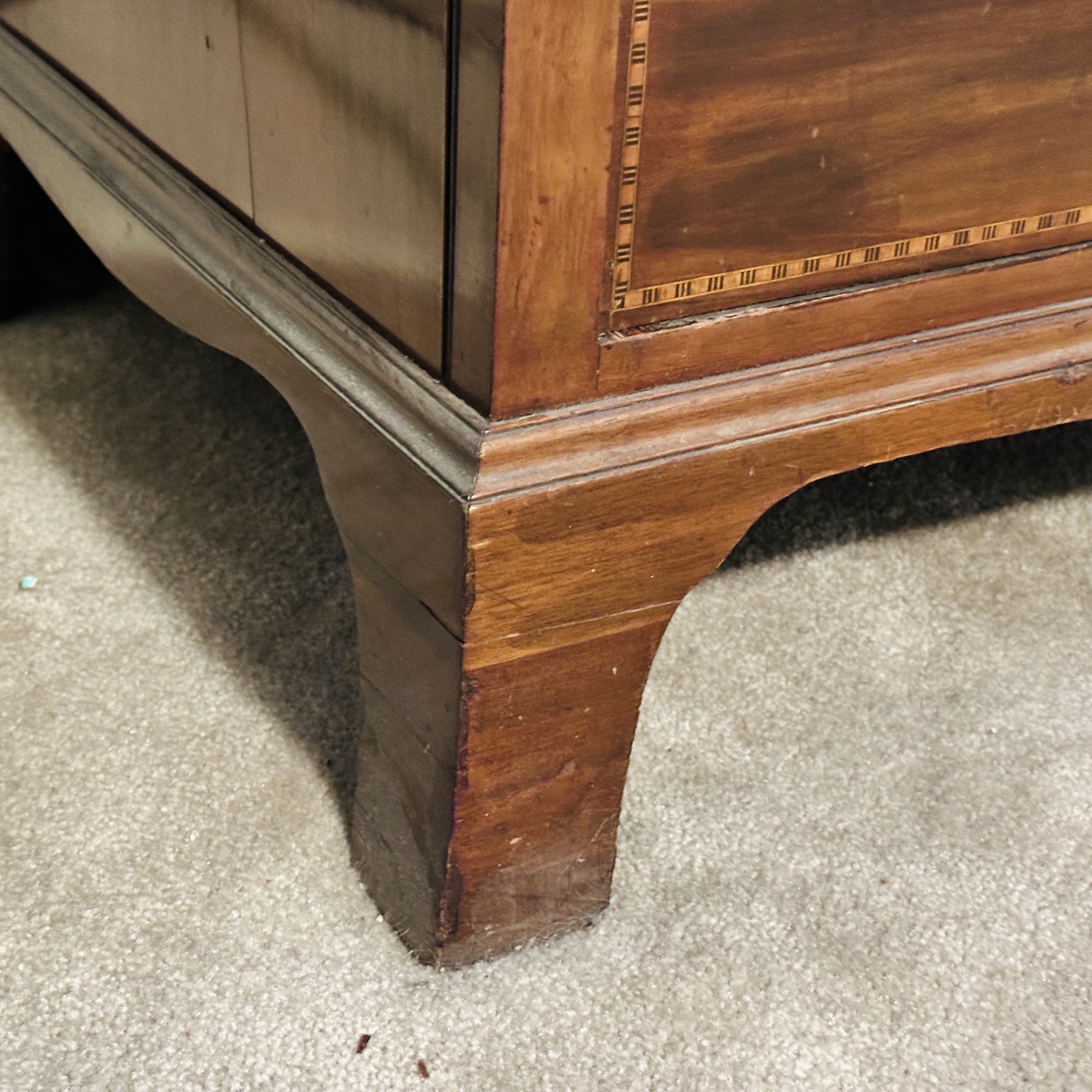 Edwardian Mahogany Mirror Front Wardrobe with Adams Style Mixed Wood Inlay