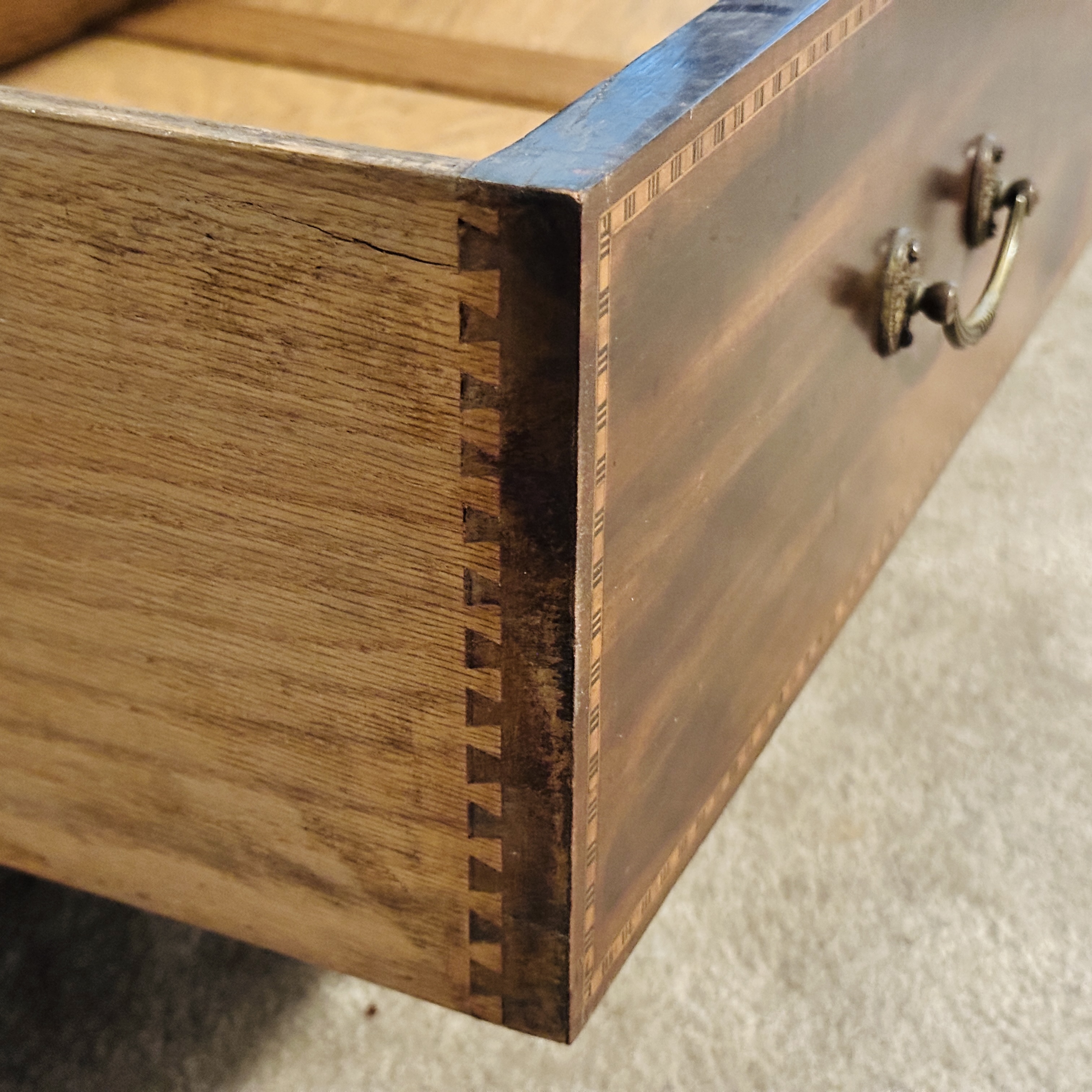 Edwardian Mahogany Mirror Front Wardrobe with Adams Style Mixed Wood Inlay
