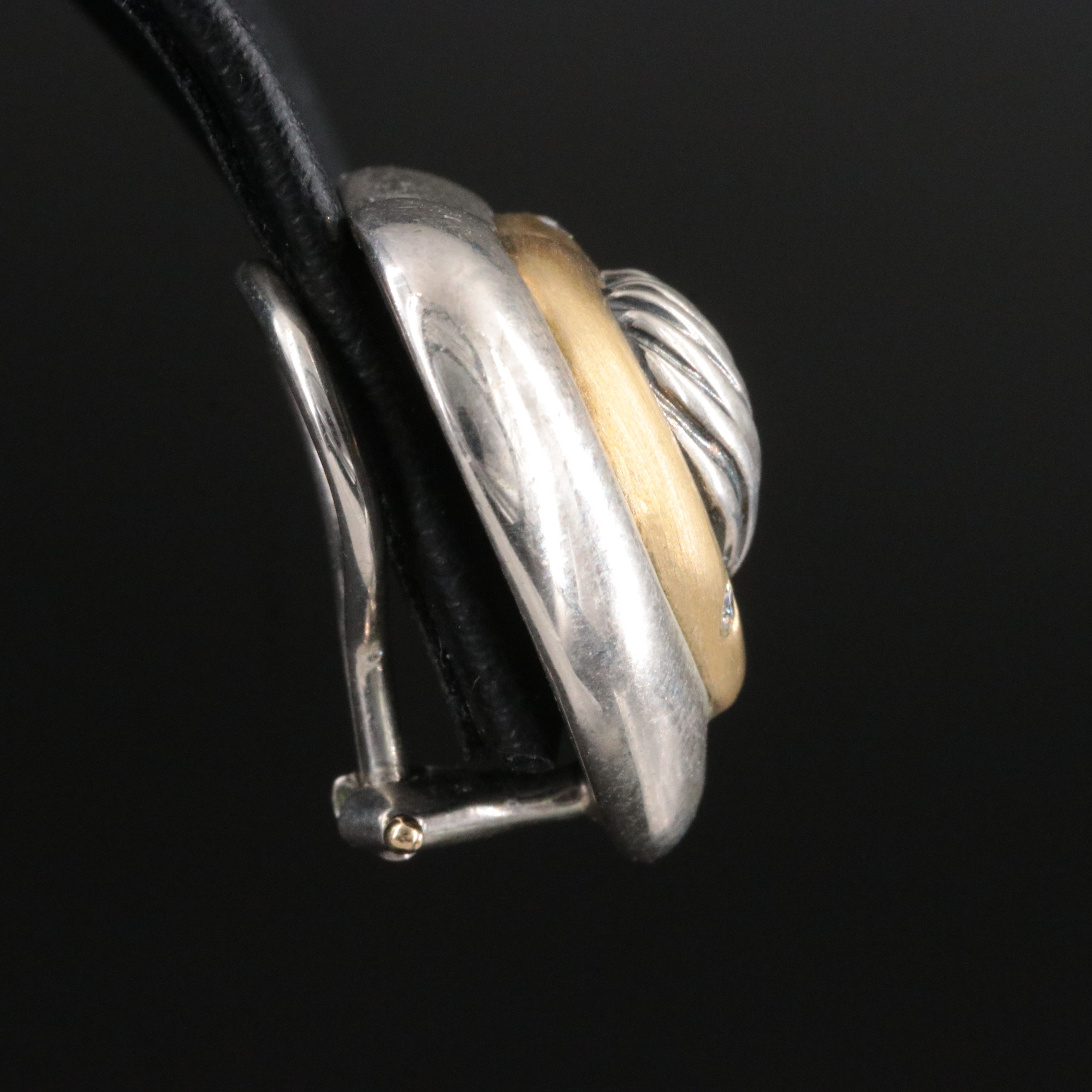 David Yurman Thoroughbred Sterling, 18K Diamond Heart Clip Earrings