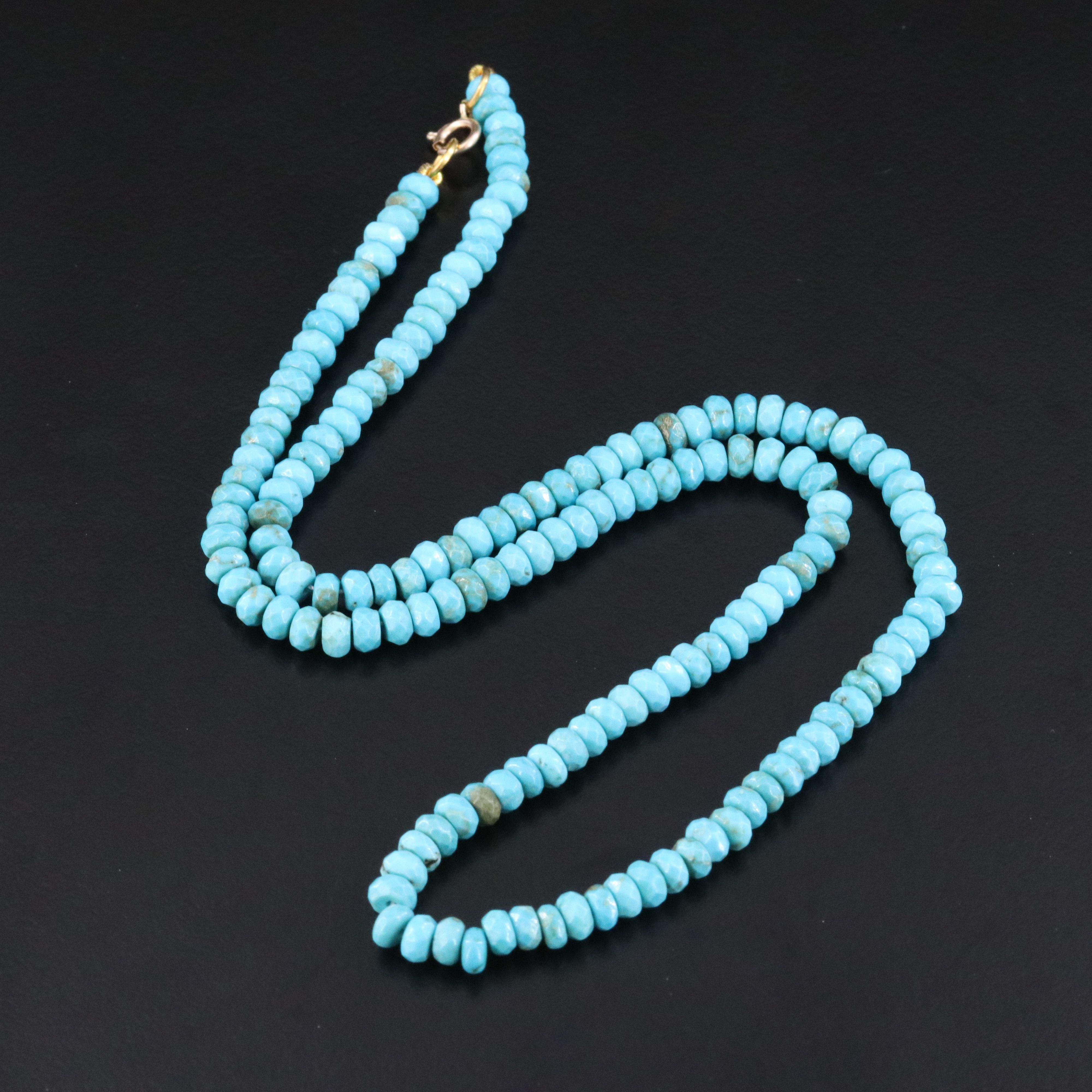 Turquiose Bead Necklace with 14K Clasp