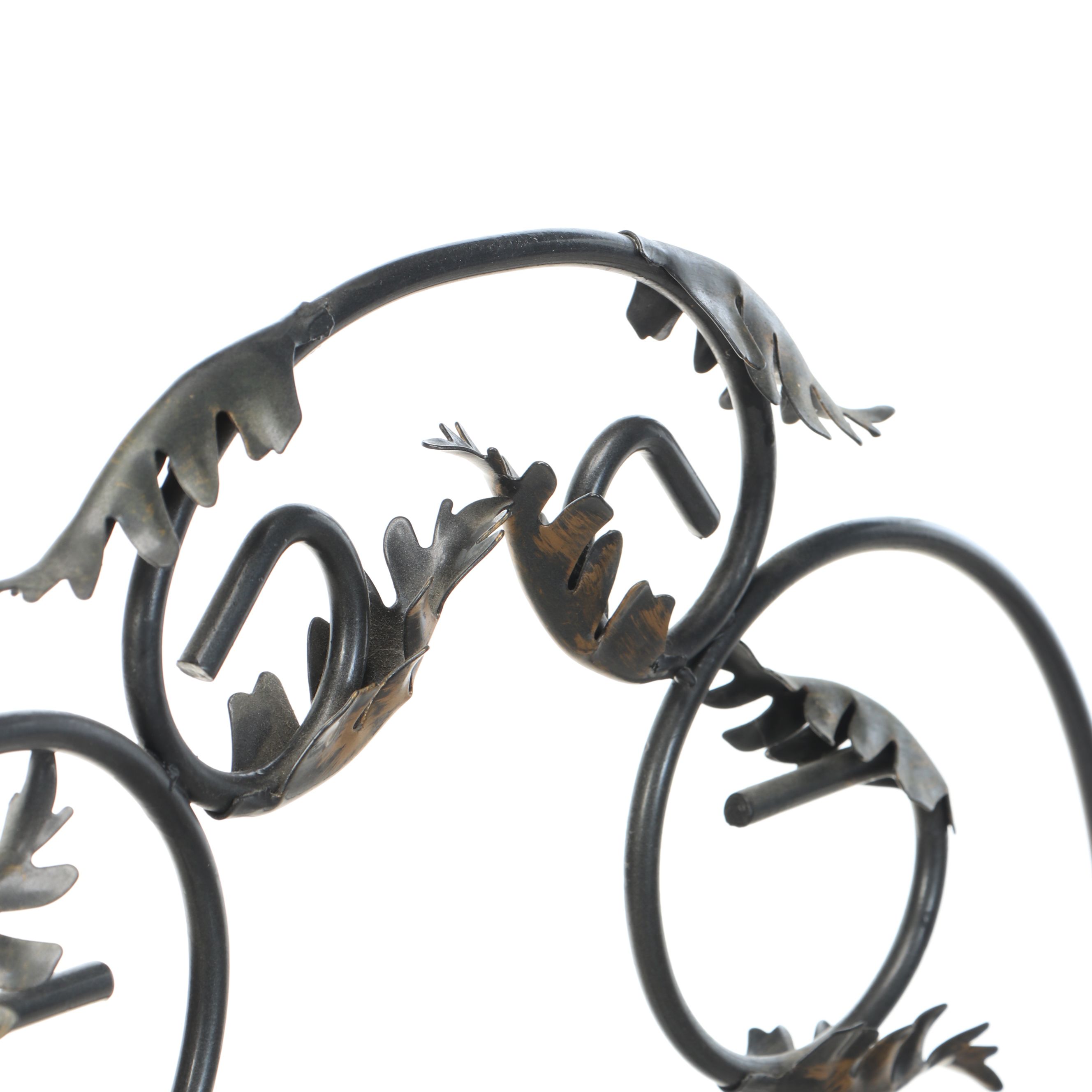 Antiqued Scrollwork Plant Stands with Foliate Decorated Metal Shelf