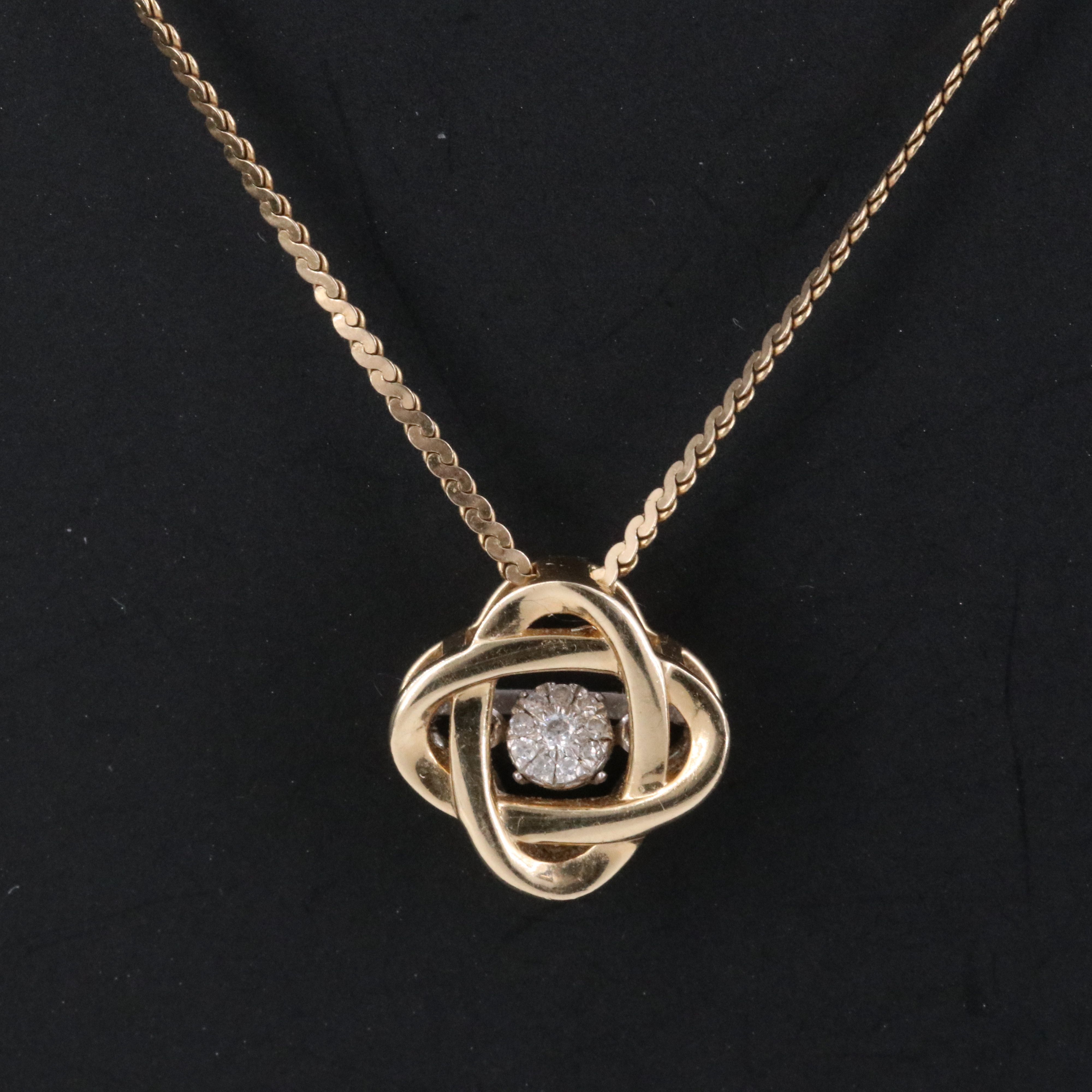 14K 0.06 CTW Diamond Trembler Atomic Pendant Necklace