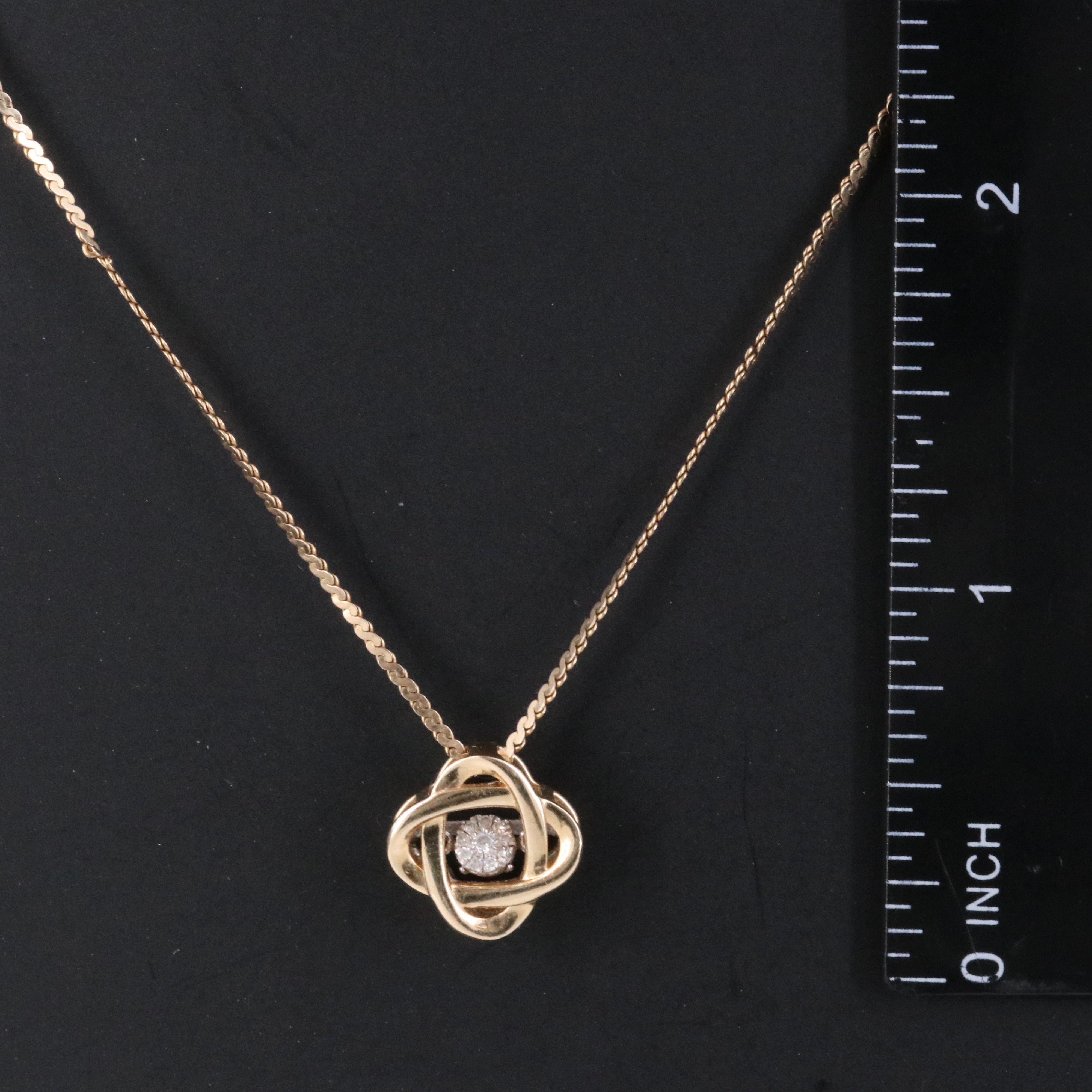 14K 0.06 CTW Diamond Trembler Atomic Pendant Necklace