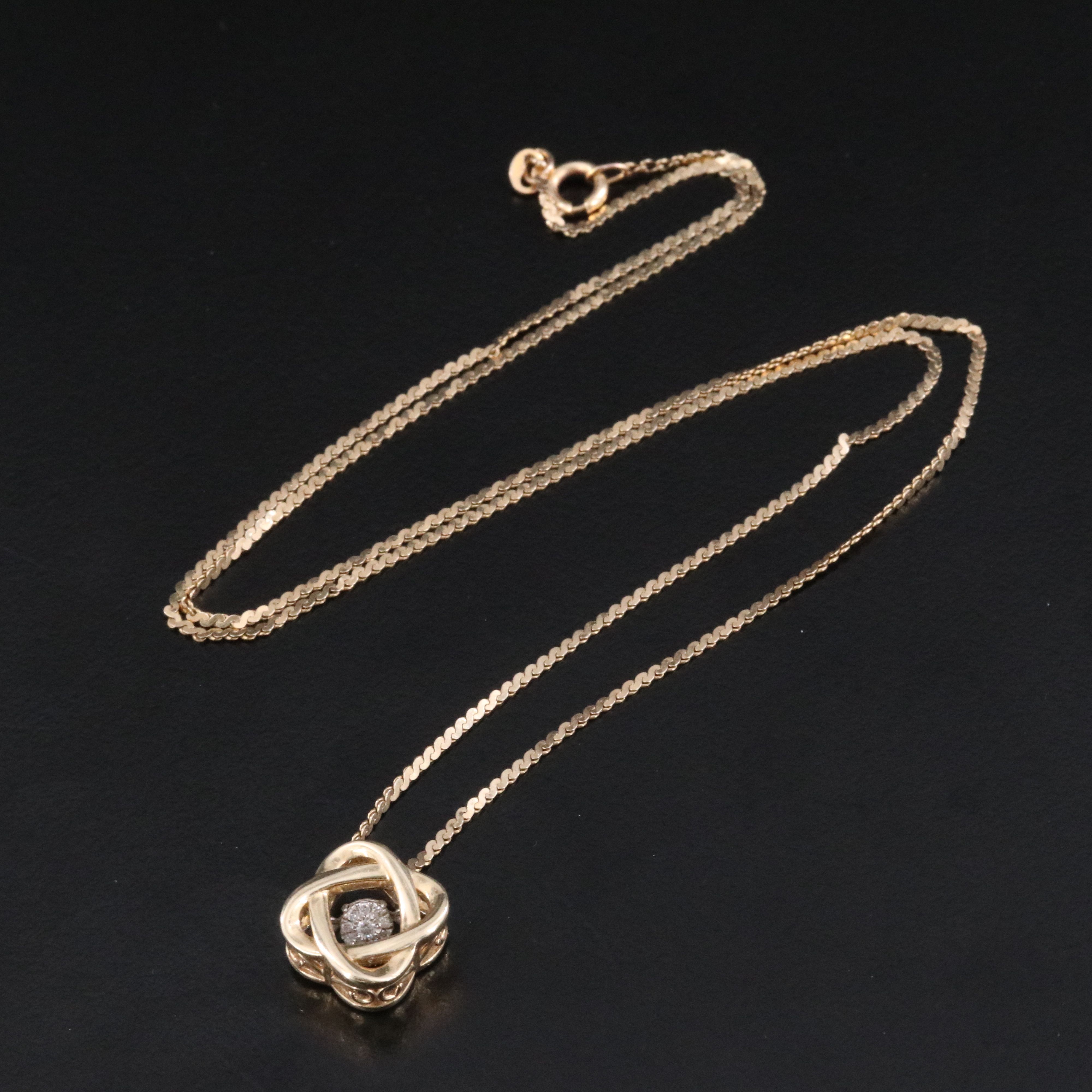 14K 0.06 CTW Diamond Trembler Atomic Pendant Necklace