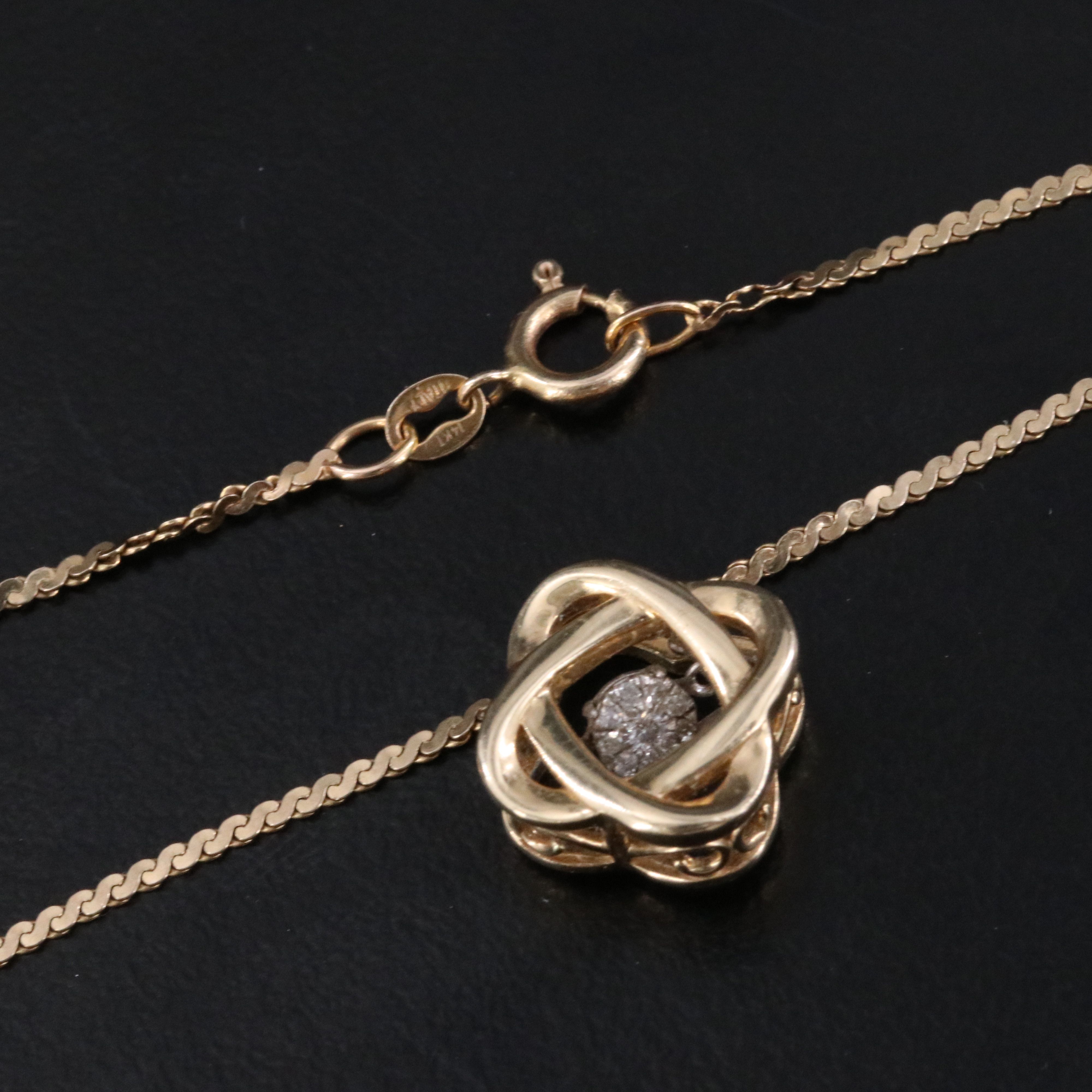 14K 0.06 CTW Diamond Trembler Atomic Pendant Necklace